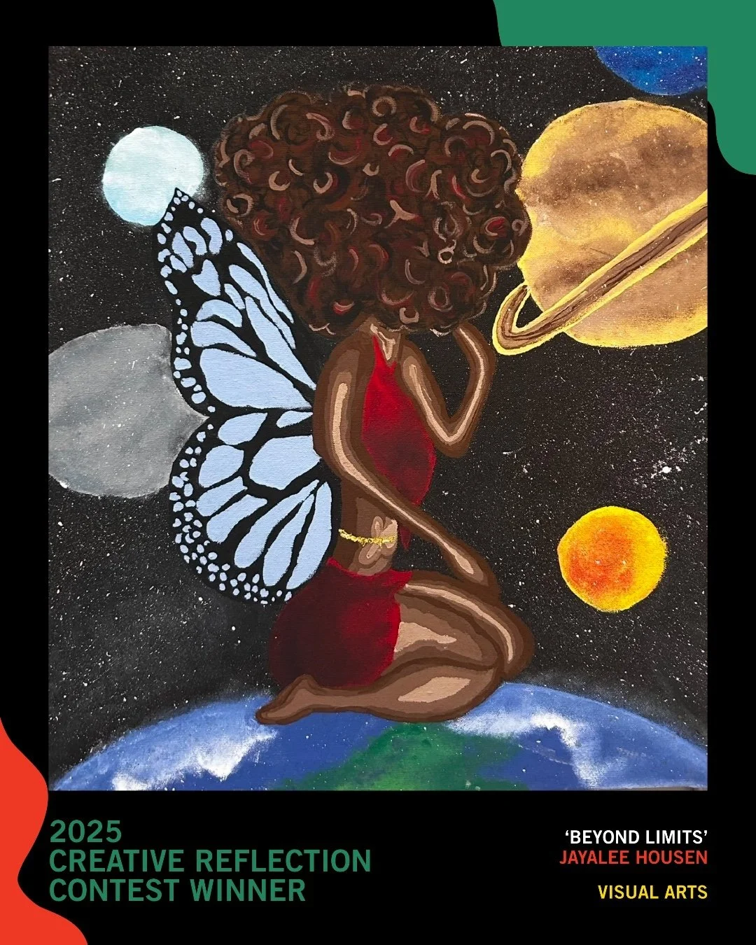 We are proud to announce the 2025 Black History Creative Reflection Contest Winners 🎉

Visual Arts Selections: 
🌟&lsquo;Beyond Limits&rsquo; by Jayalee Housen
🌟&lsquo;Pride, Warmth And Heritage!&rsquo; by Jerome Duah-kessie

Multimedia Selections: