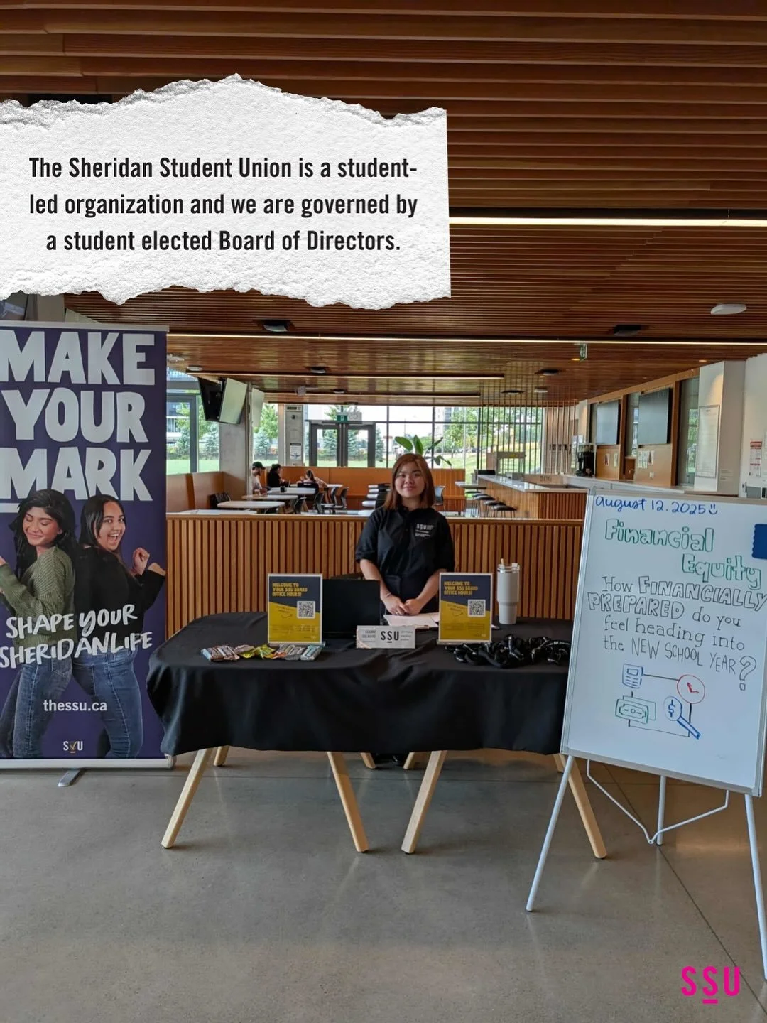 Get to know your Board! 👩&zwj;💻💡

The Sheridan Student Union is a student-led organization governed by a Board of Directors elected by YOU 🗳️

These passionate leaders represent your interests,  your needs, and bring your ideas to life on campus.