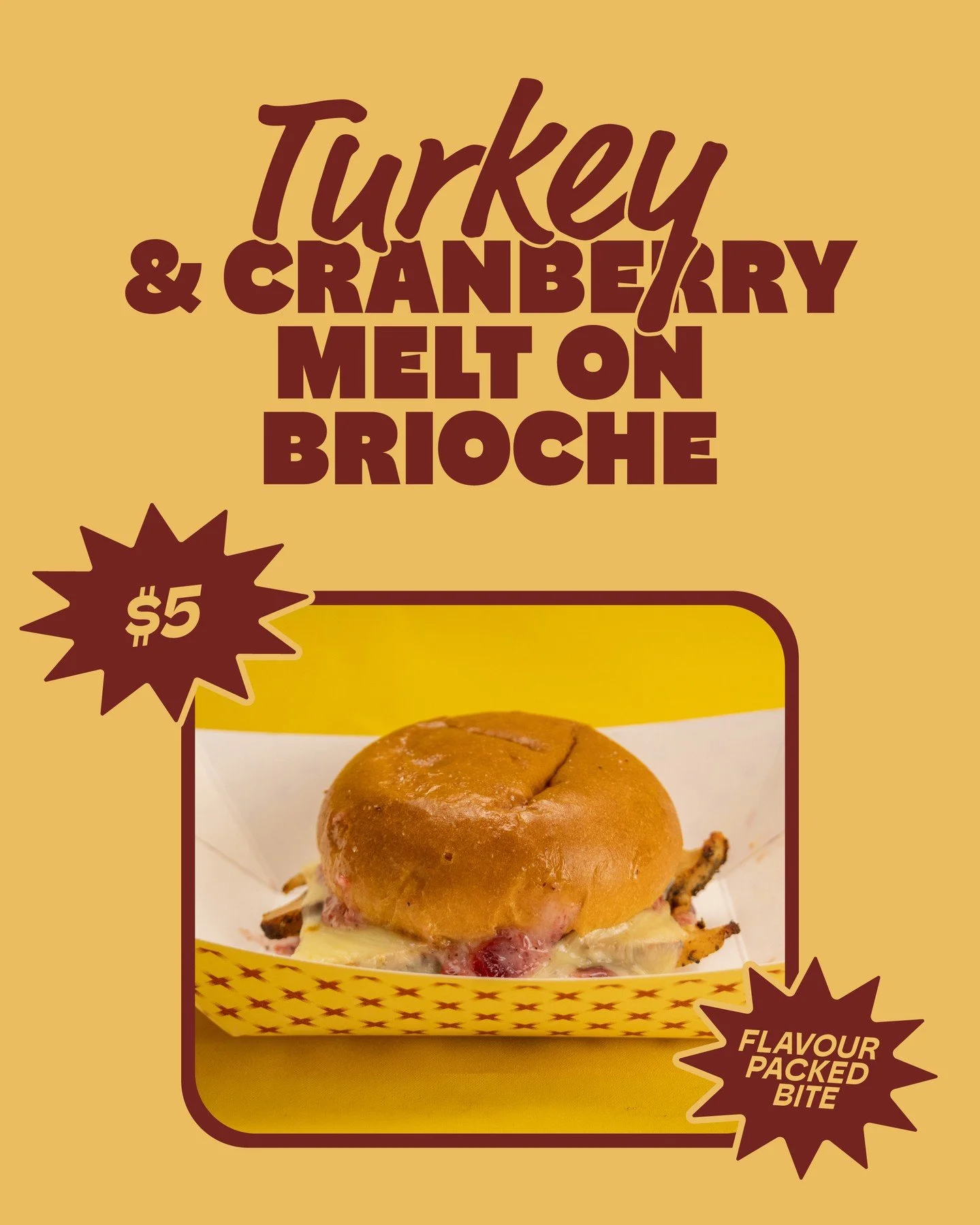 This month&rsquo;s food feature is all about that sweet, cheesy and savoury combo goodness:

🥪 Turkey &amp; Cranberry Melt on Brioche 

A warm, toasty brioche bun layered with delicious turkey slices and tangy cranberry sauce for a comforting, flavo