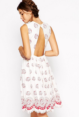 ASOS White Embroidered Midi Dress