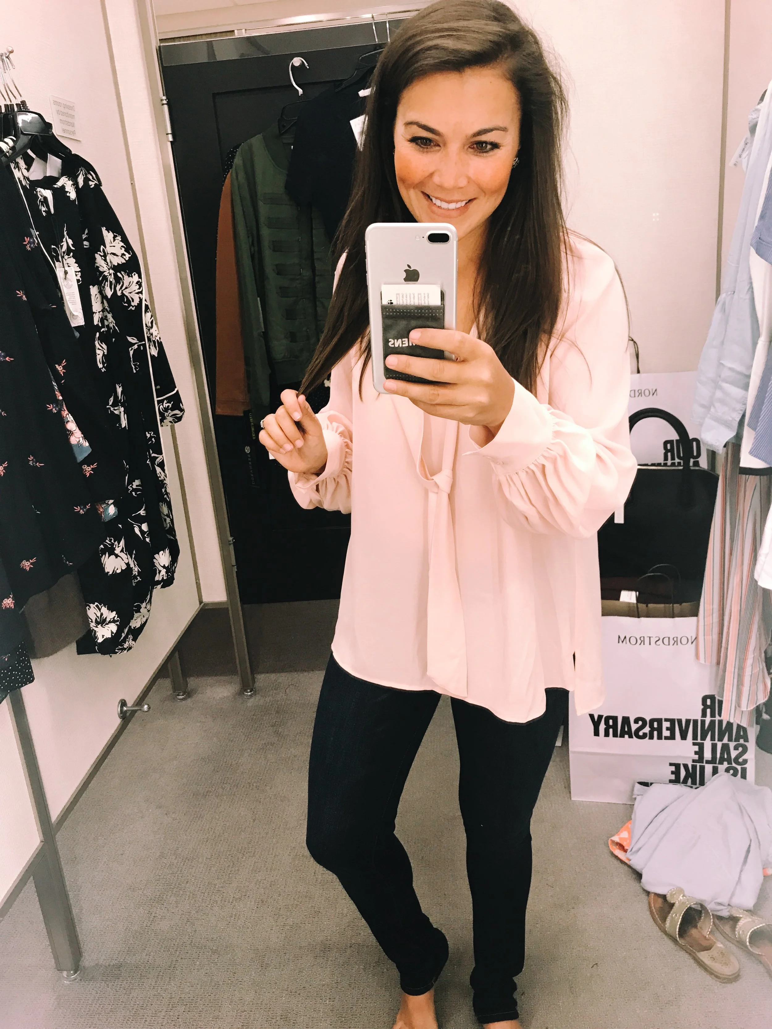 Blush tie blouse $45.90 // Jeans $59.90