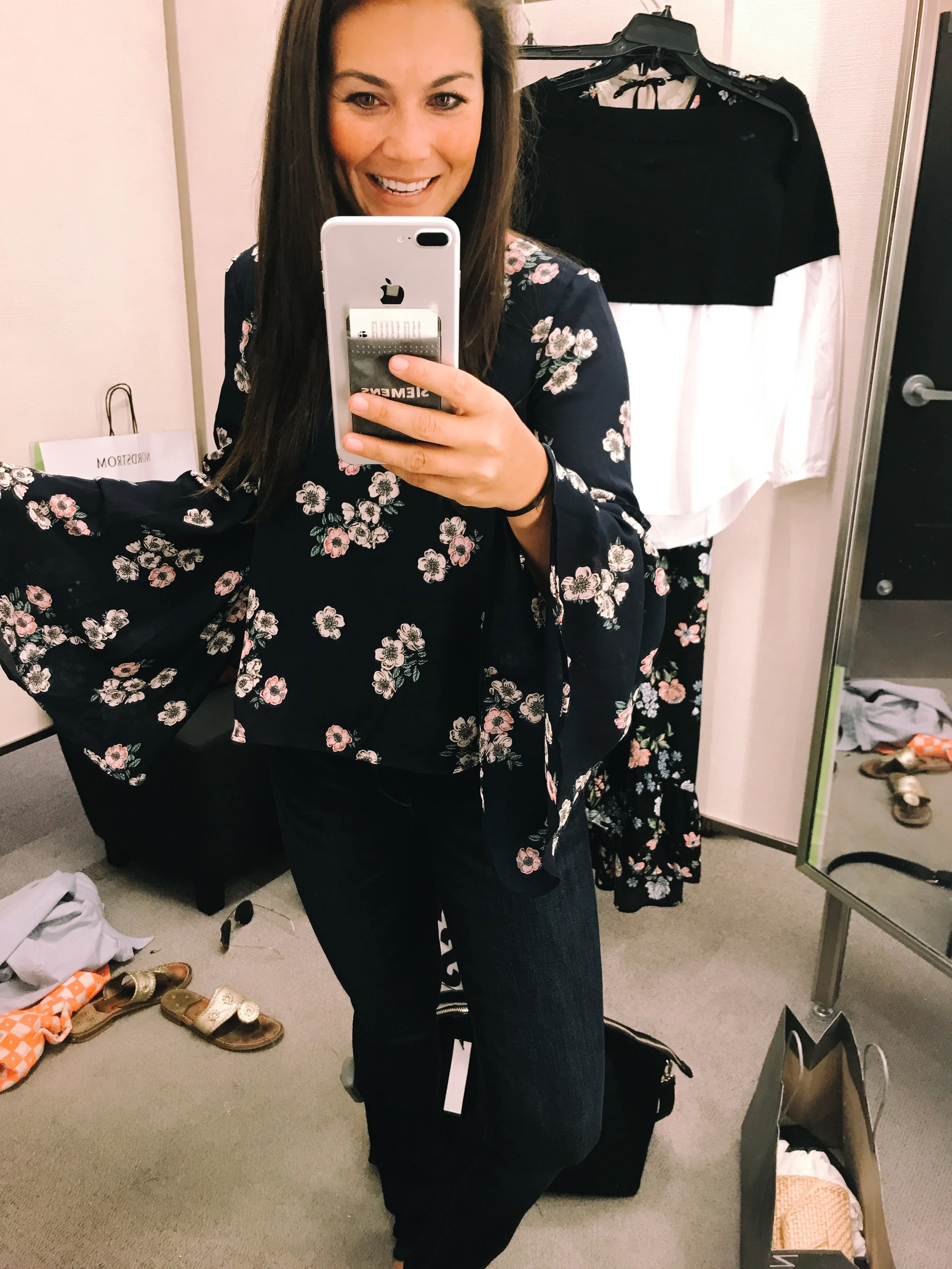 Bell sleeve top $69.90 // Jeans $99.90