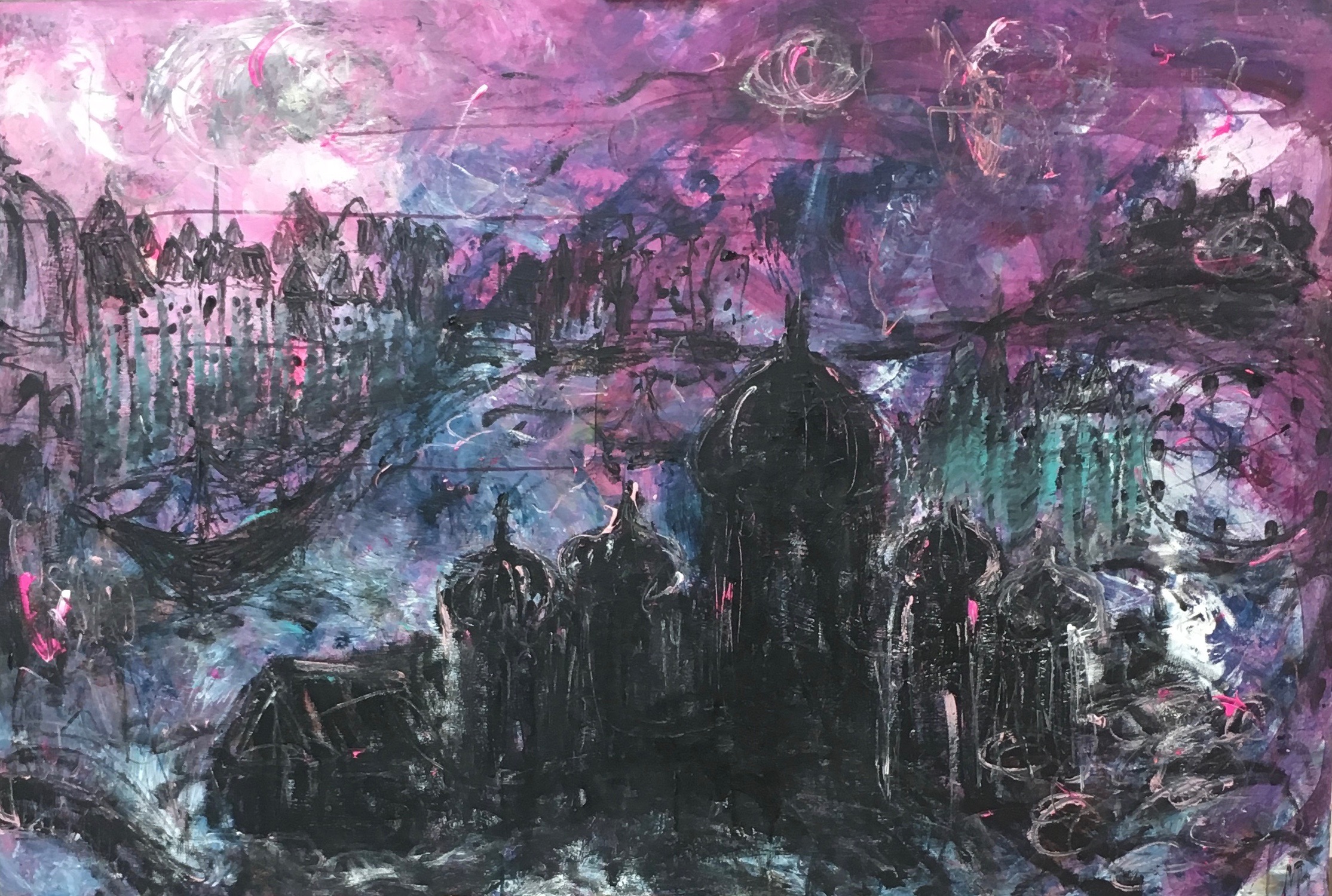Magic Moon, Acrylic on Canvas, 150x100 (myyty)
