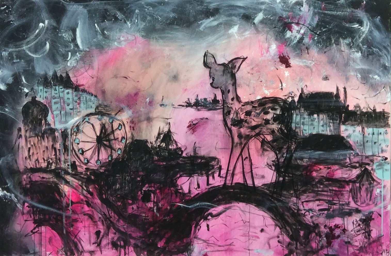 We Are Many, 150x100, Acrylic/Charcoal (ei vapaa)