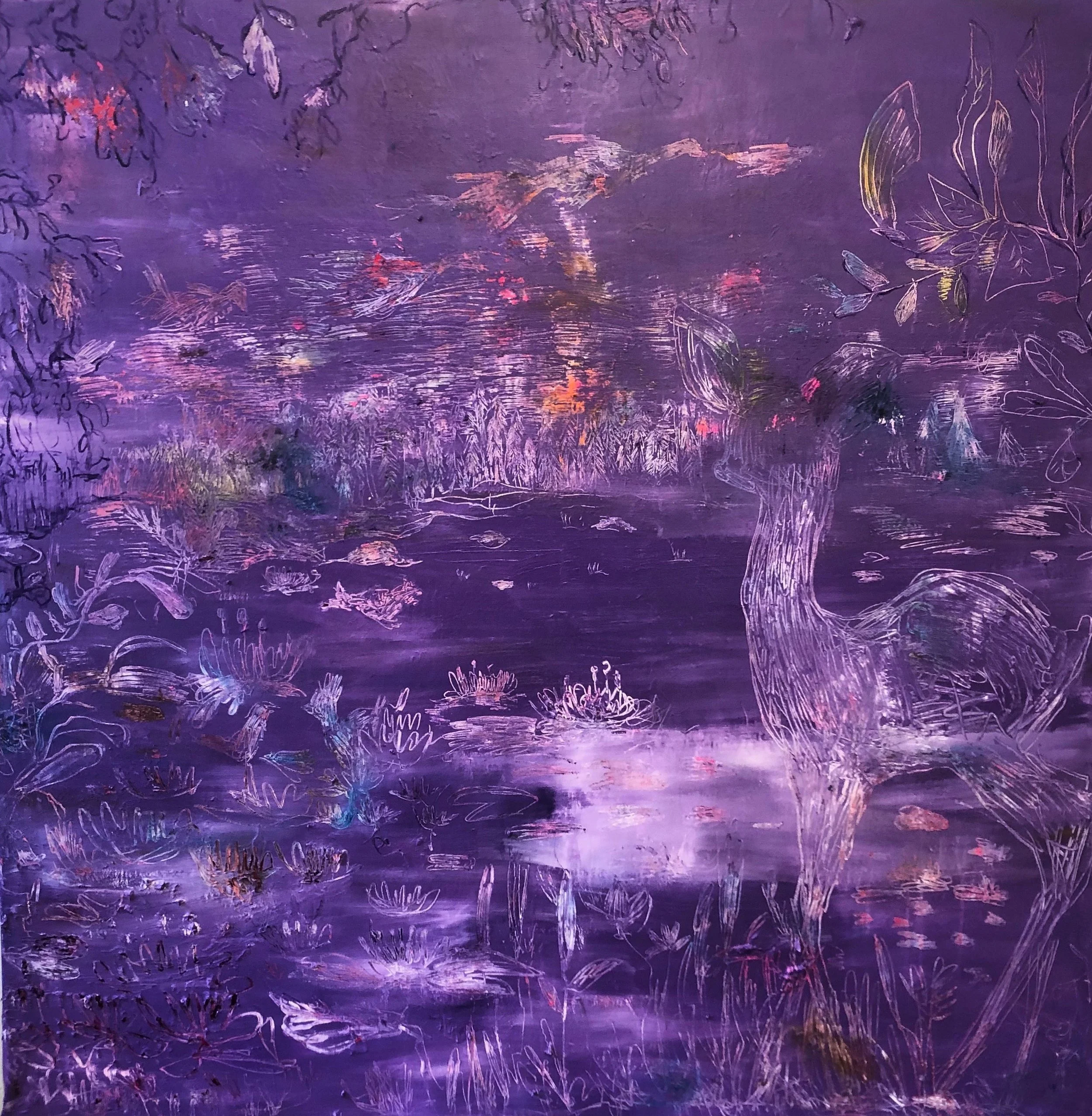 Aurora - Aamurusko, 150x150, acrylic on canvas