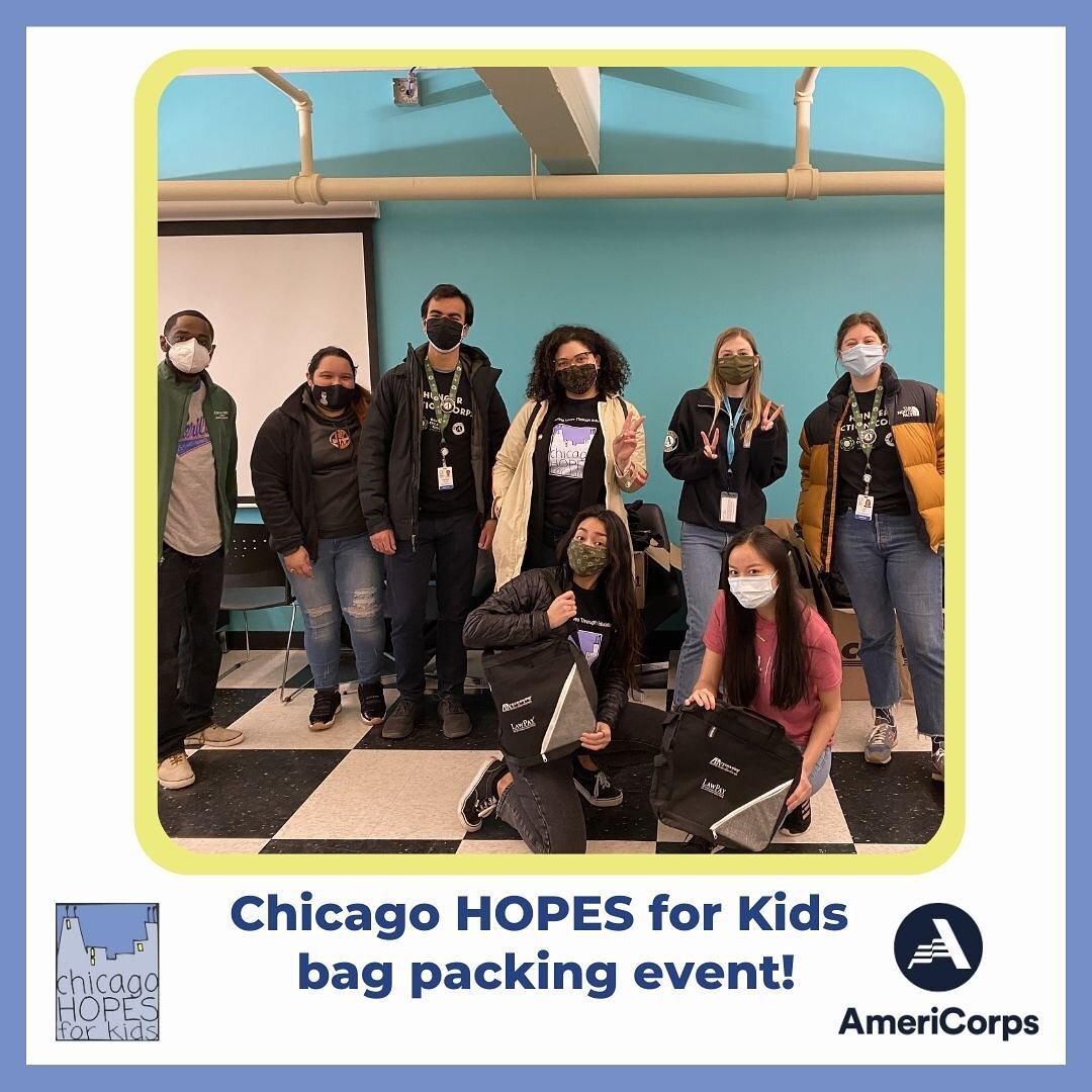 Chicago HOPES for Kids hosted a successful bag packing event on Monday! We had volunteers from HOPES, the Great Chicago Food Depository, Chicago State Univeristy, Youth &amp; Opportunity United, and Public Allies. We packed 400 bags which will be han