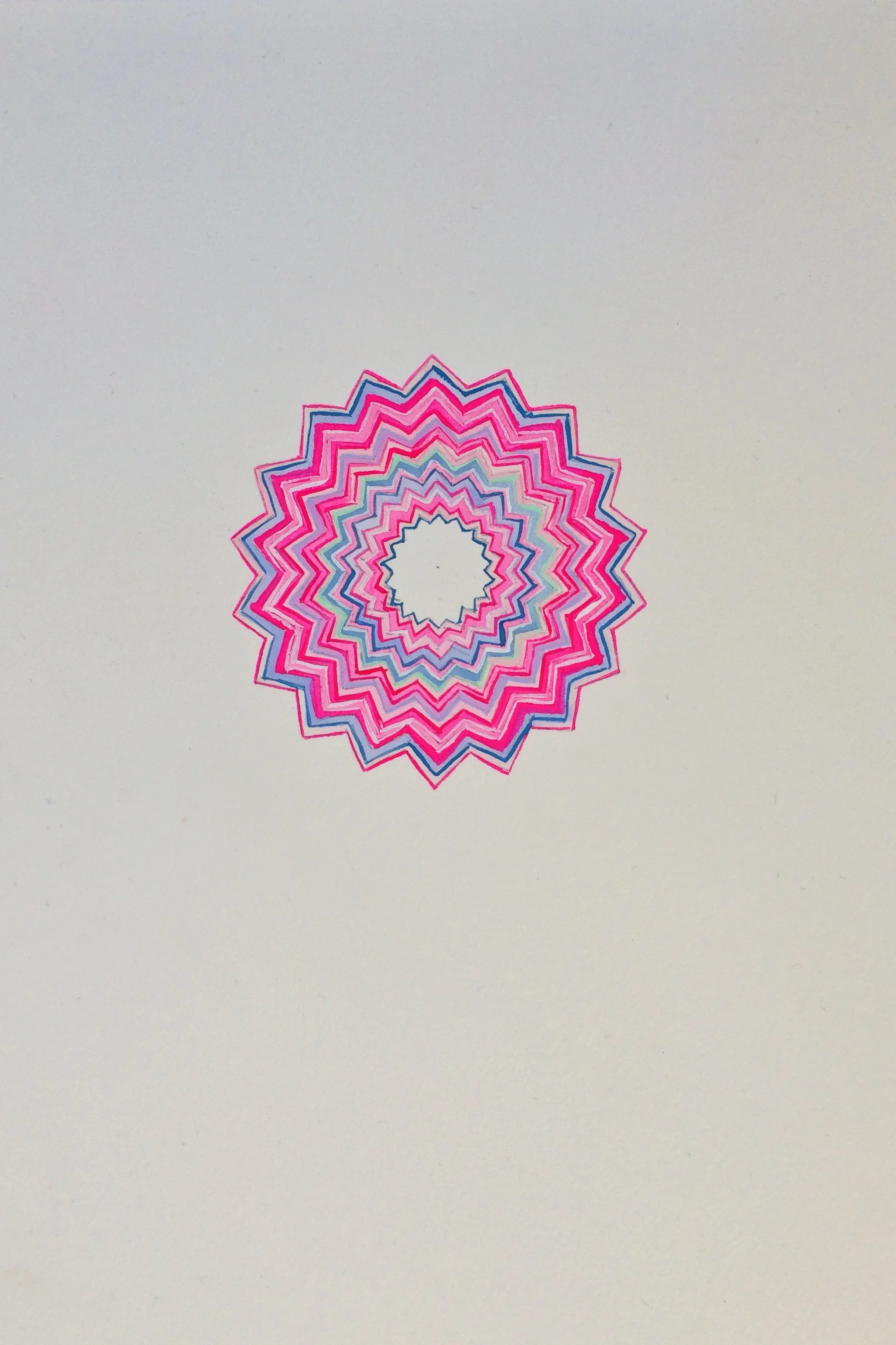 Involution/Evolution (pink) , gouache on paper, 10 x 14