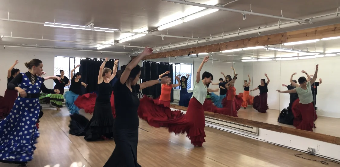 Every Wednesday through 2019 6:00-7:00pm Sevillanas con Bata de Cola for Advanced Beginner 7:00-8:00pm Sevillanas con Castanets for All Levels