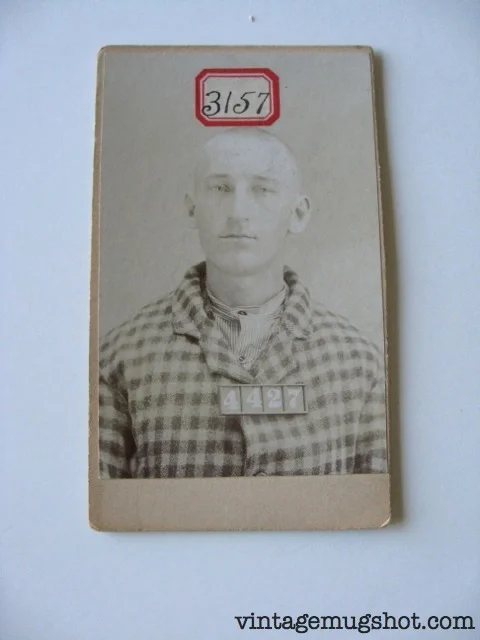 CDV Mugshot - Bald Man in Plaid Coat
