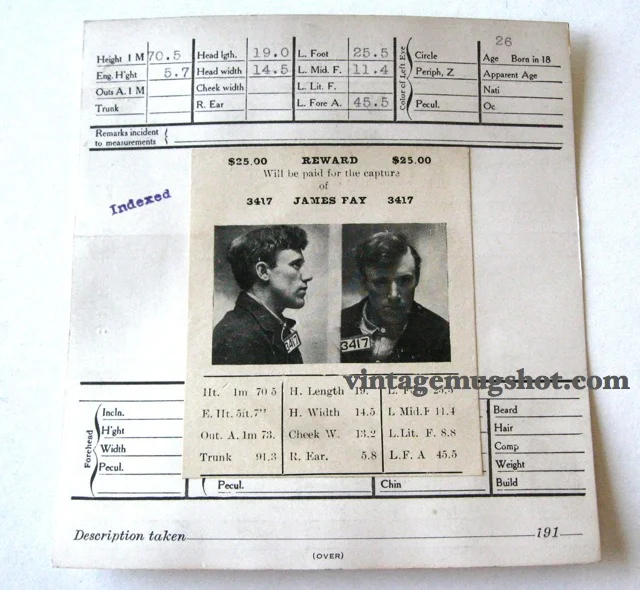 1914 - $25 Reward for Escaped Criminal with Limp