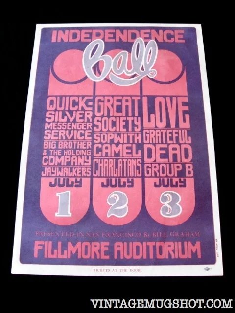 1966 - Independence Ball at the Fillmore with Grateful Dead Poster BG 14