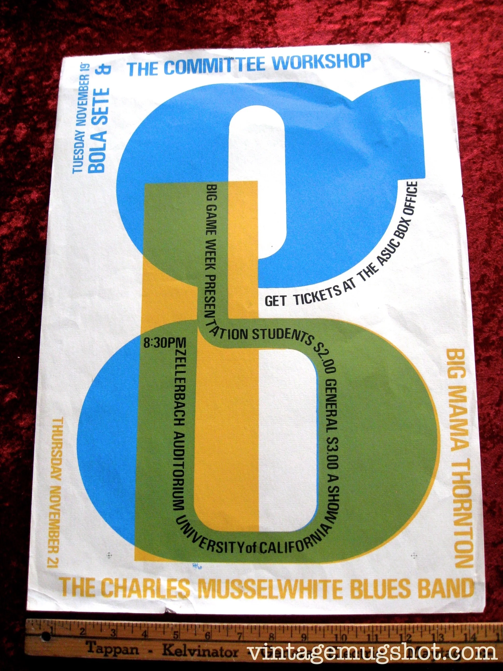 1968 - Cal Stanford Big Game Rare Blues Poster