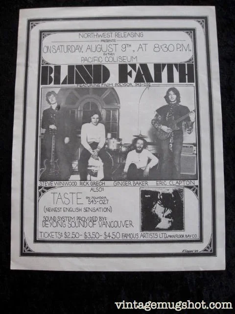 1969 - Rare Blind Faith Pacific Coliseum Concert Handbill