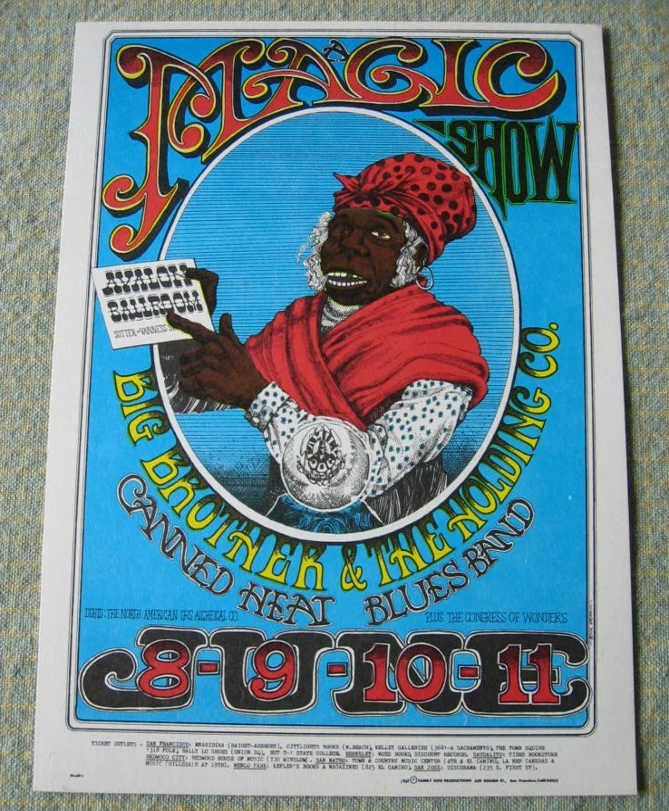 1967 - Magic Show at Avalon with Big Brother & the Holding Company Postcard FD 65
