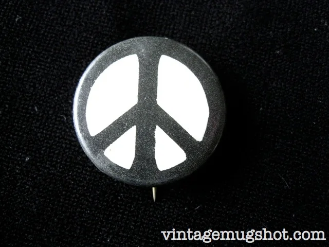 Black and White Peace Button