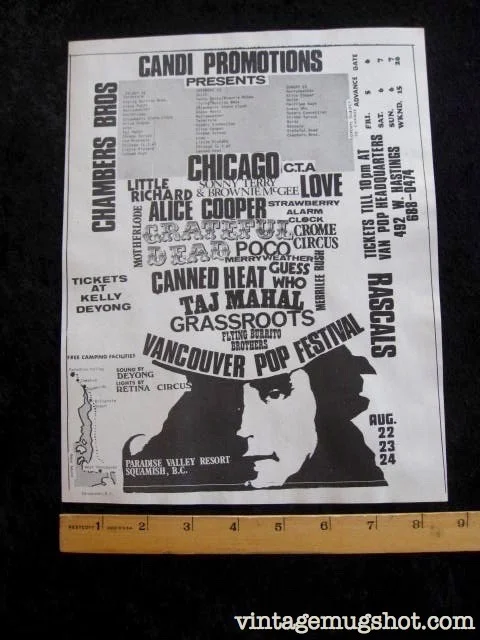 1969 - Rare Vancouver Pop Festival Handbill