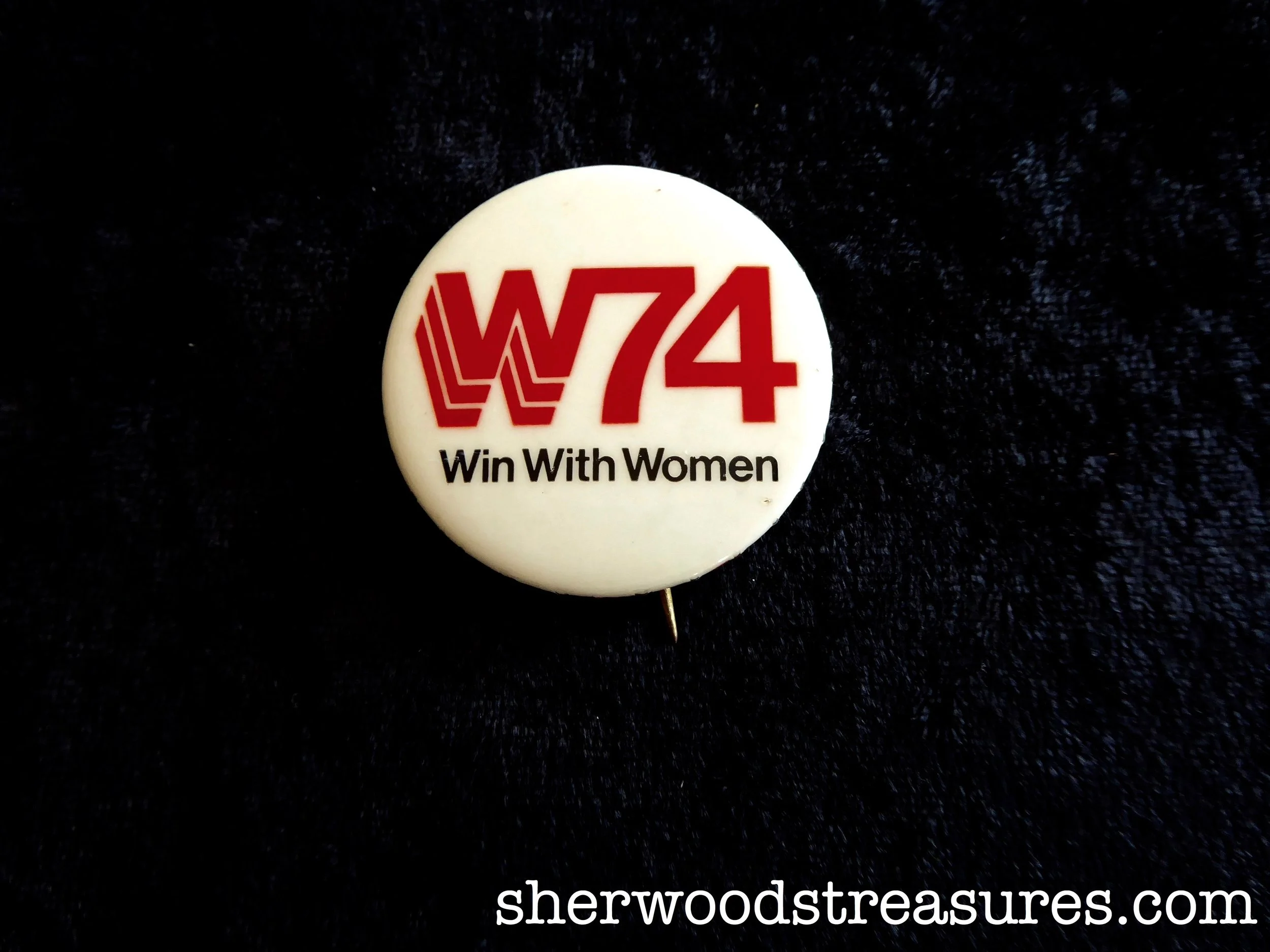 "W74 Win with Women" Button