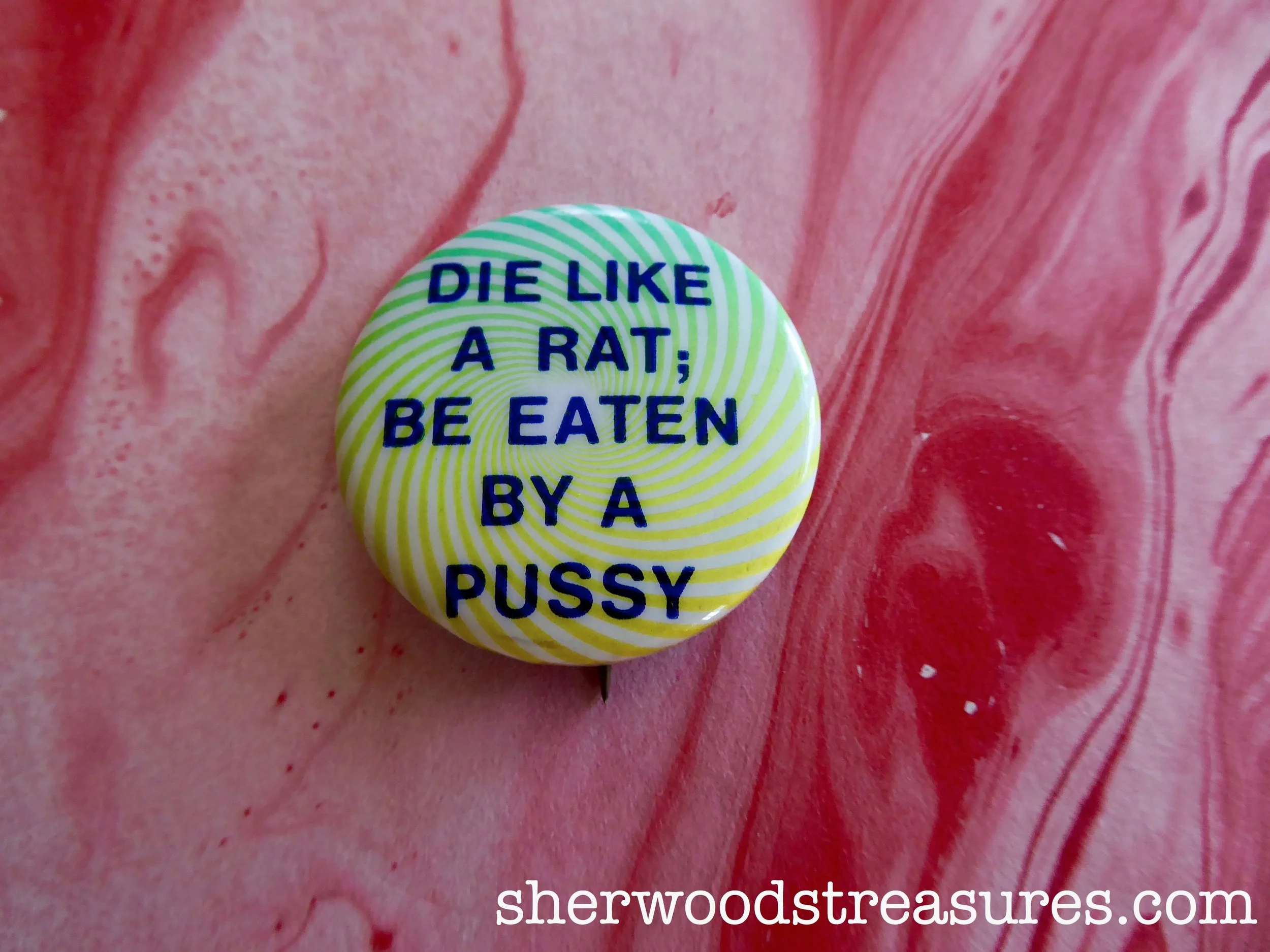 "Die Like A Rat;  Be Eaten By A Pussy" Button