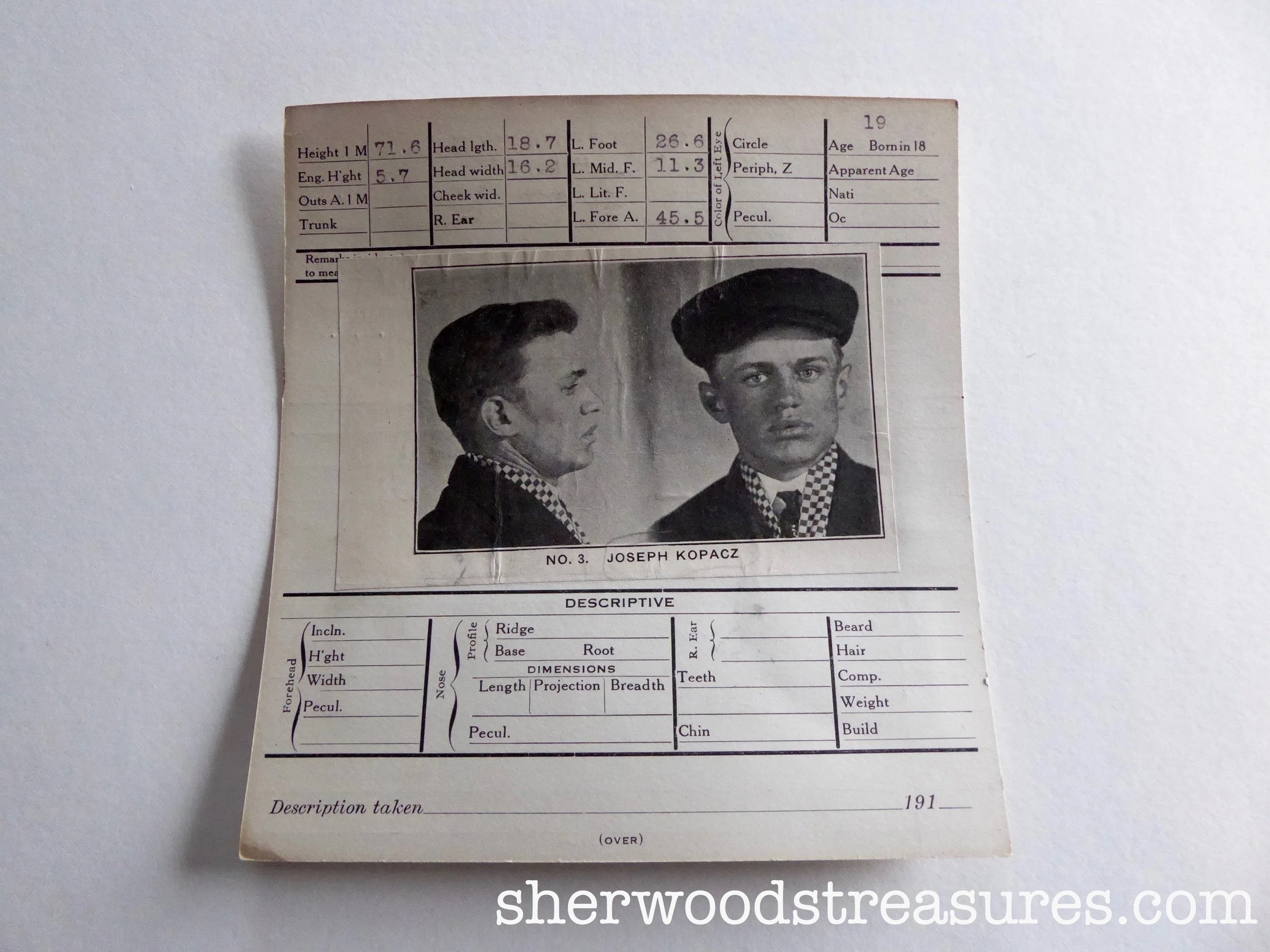 1916-1918 - 19-Year-Old Wanted Murderer (Printed Photo)