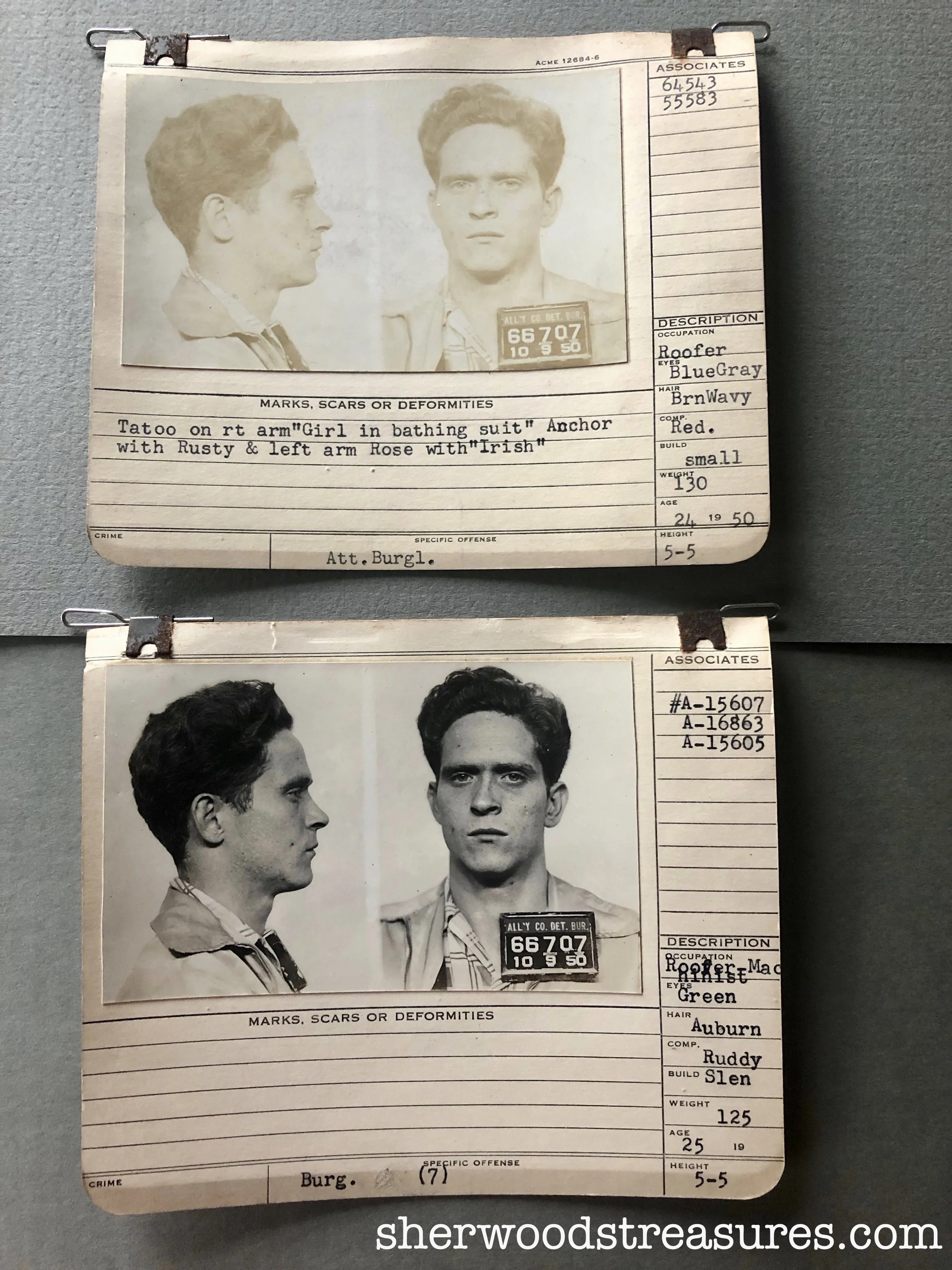 1950 - Pair of Roofer turned Burglar Mugshots