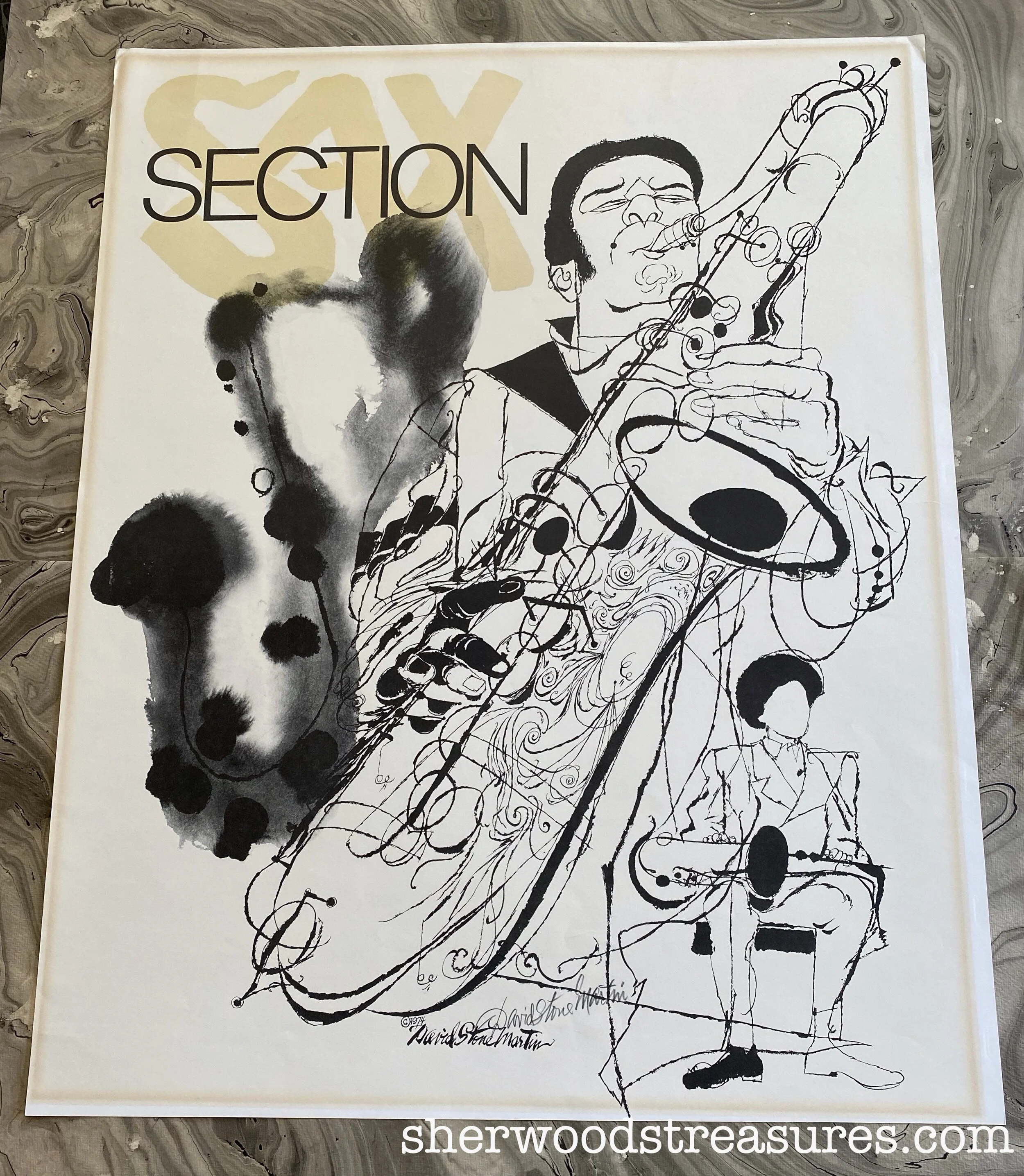 1970s - Section Sax Signed By David Stone Martin (Copy)