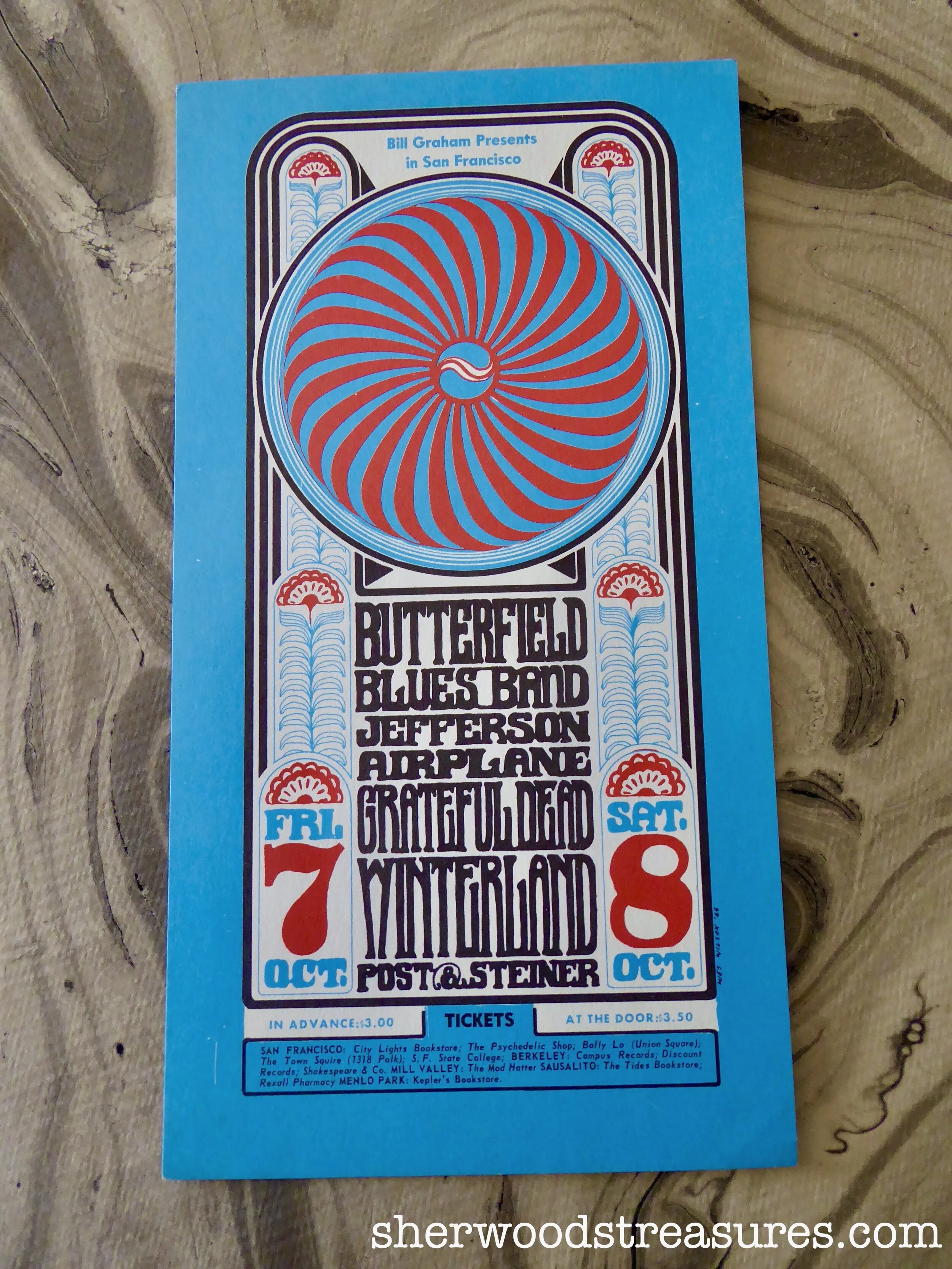 1966 - Grateful Dead 3rd Billing Postcard