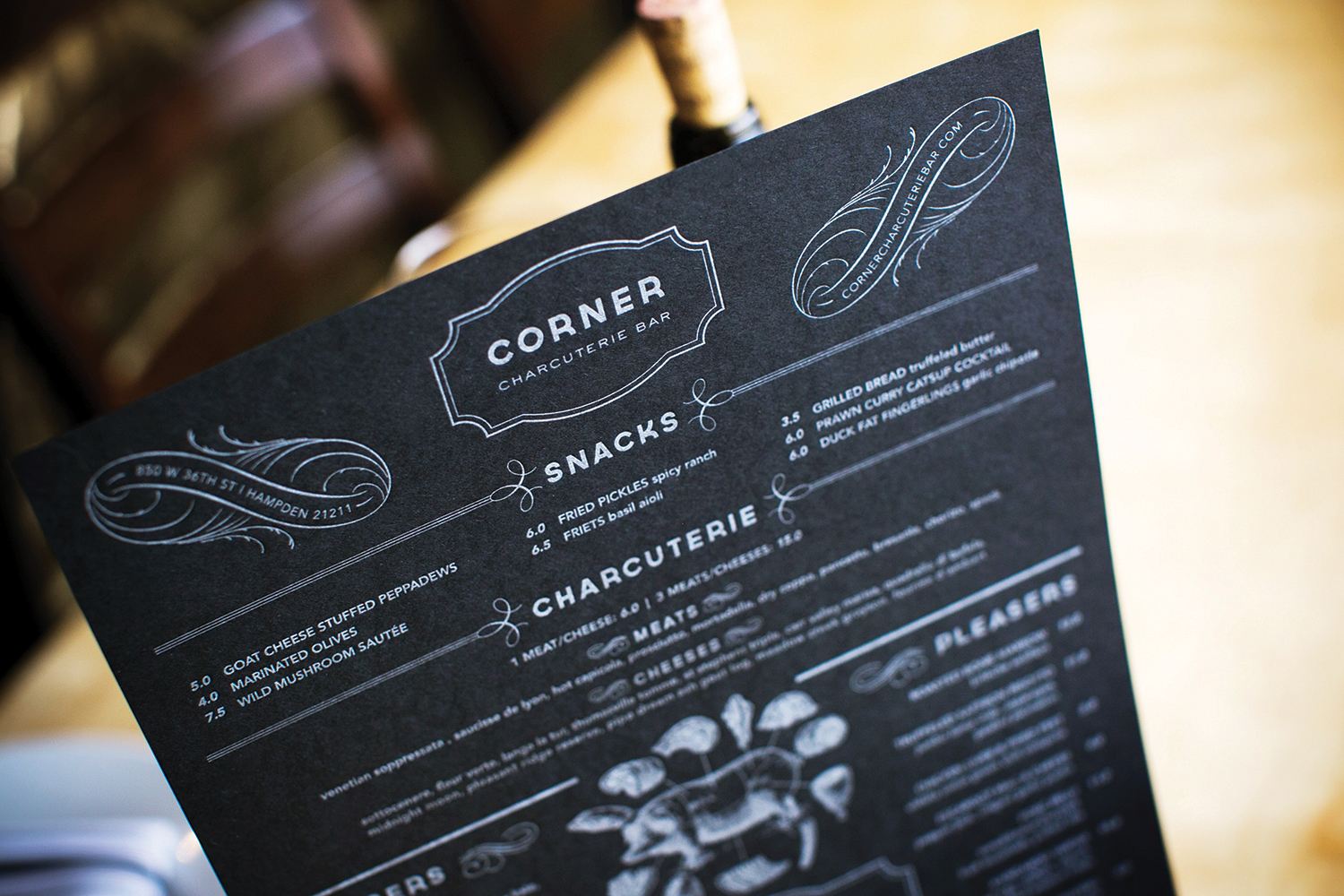 Corner Charcuterie Bar: Menu Design