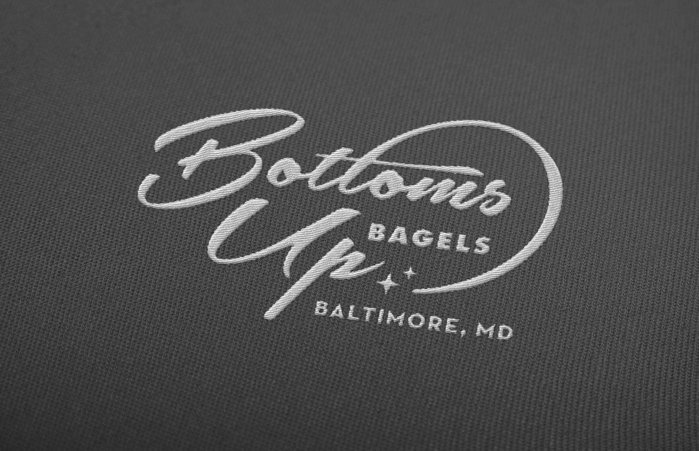 Bottoms Up Bagels: Embroidered Logo Design