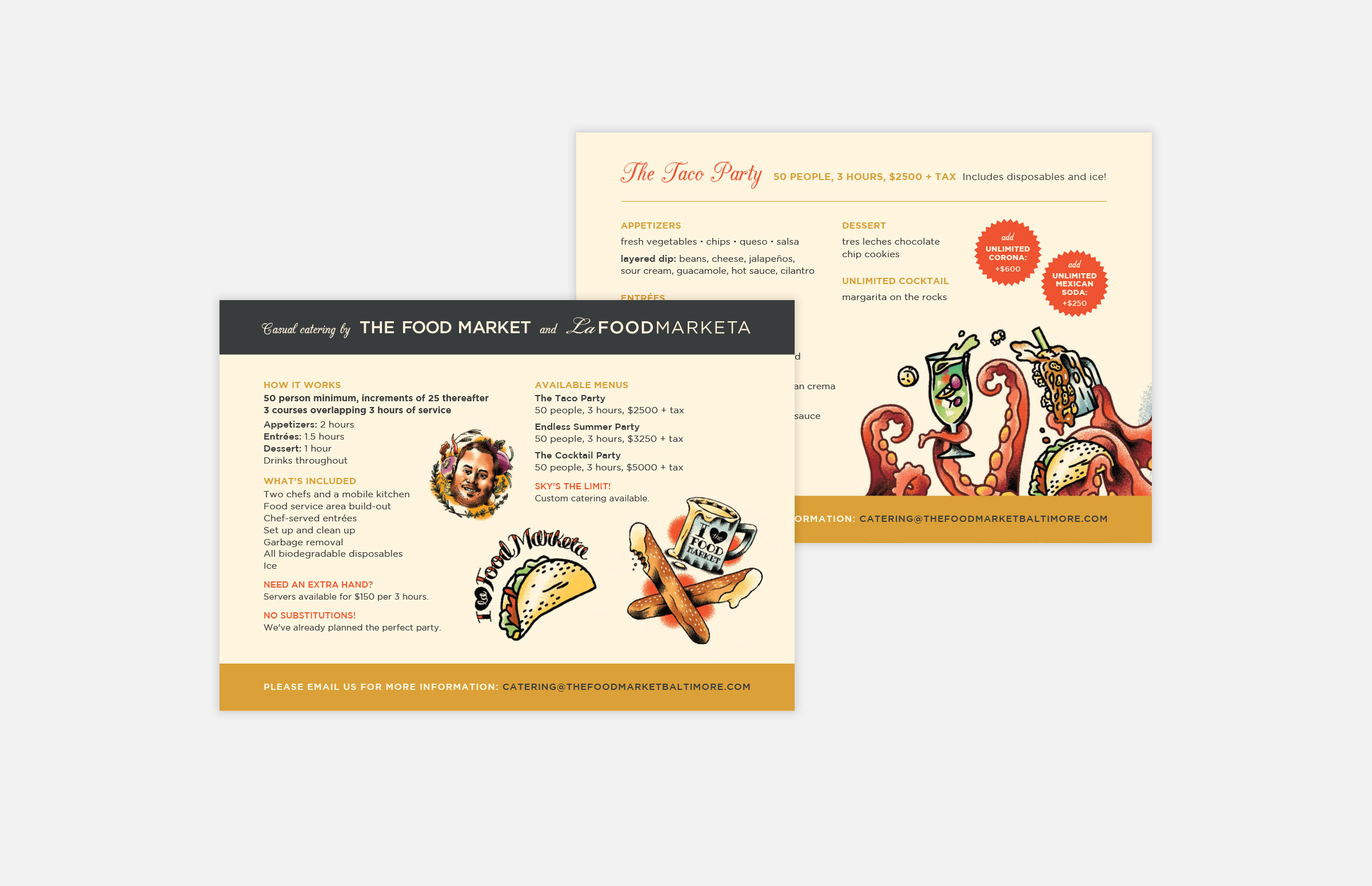 The Food Market: Catering Postcards Design