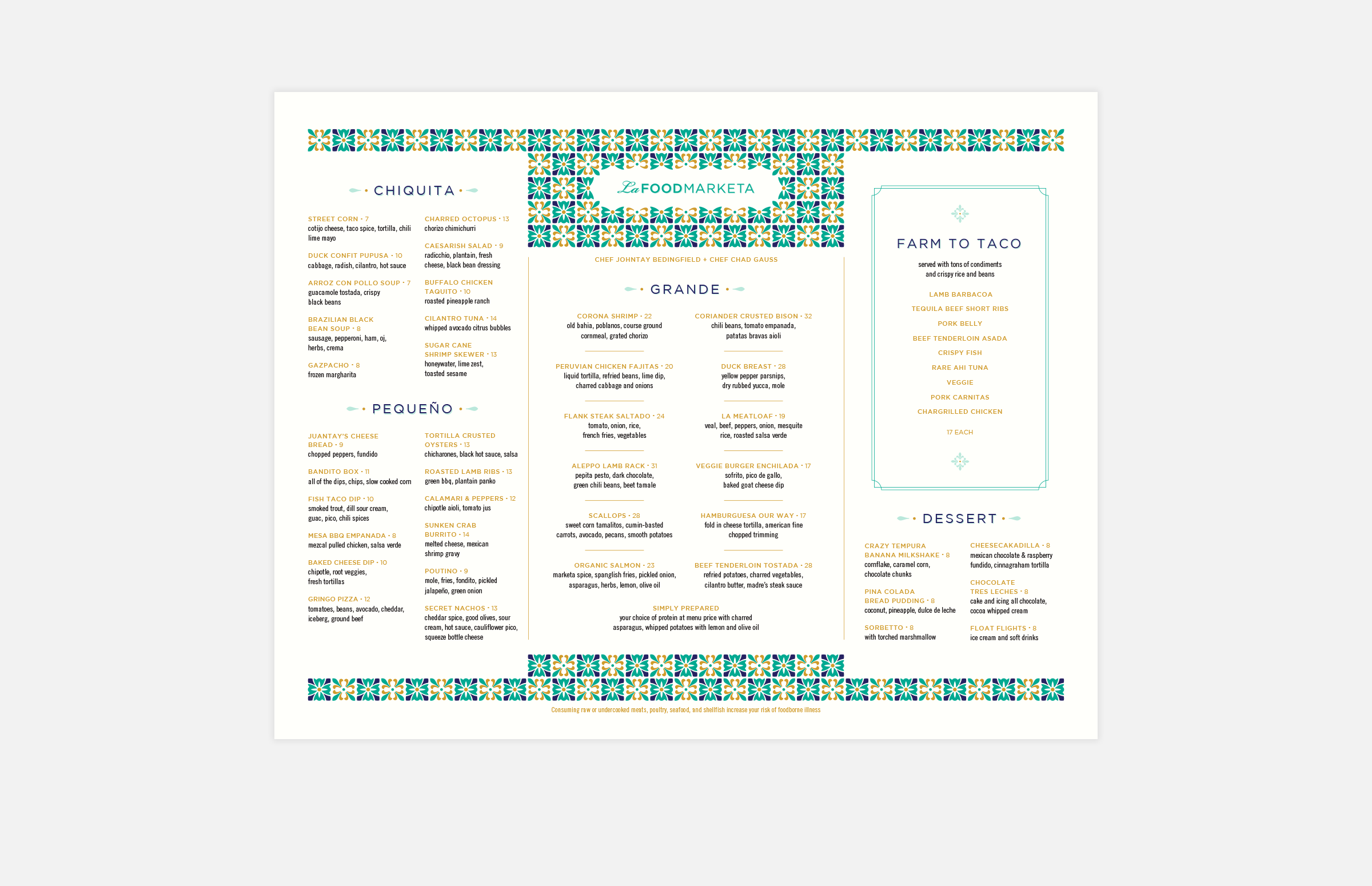 La Food Marketa: Dinner Menu Design