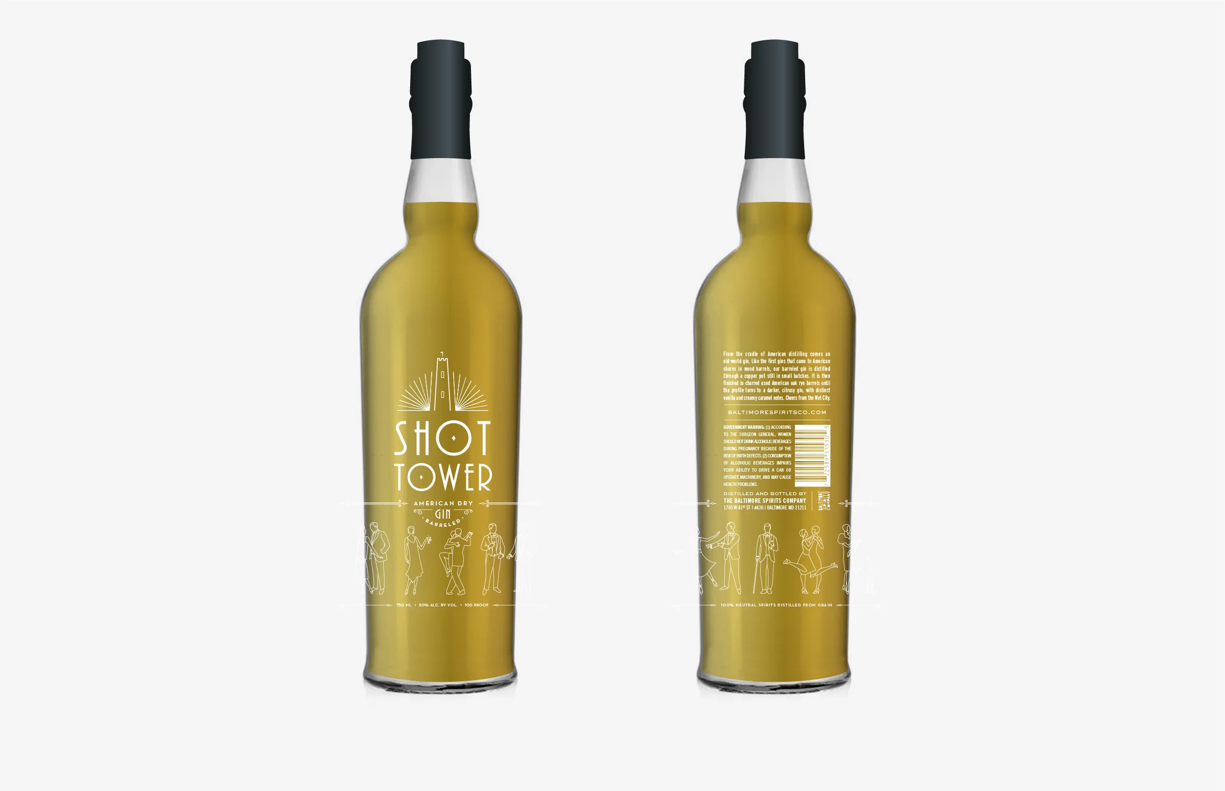 Baltimore Spirits Company: Shot Tower Gin (Barreled) Bottle Design