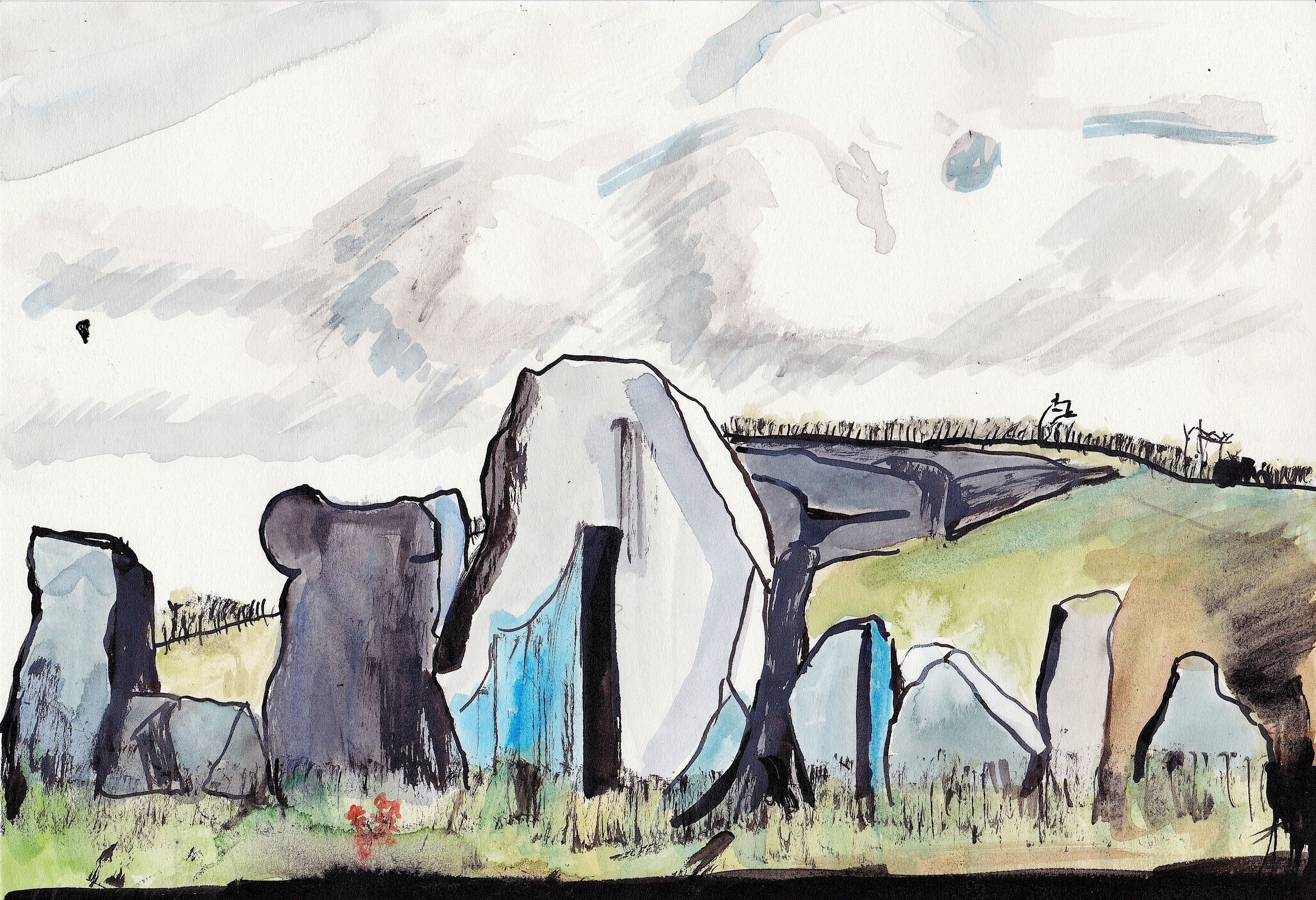 'Location Painting, West Kennet Long Barrow, Avebury Wiltshire'