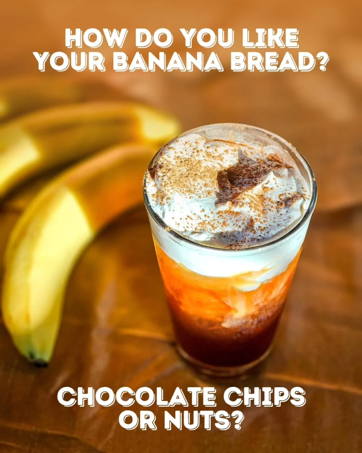 Our Banana Bread Cold Brew is crying out to be paired with a warm slice of Banana Bread...however, a battle has broken out in the kitchen and we need your help!

Which one is superior?!