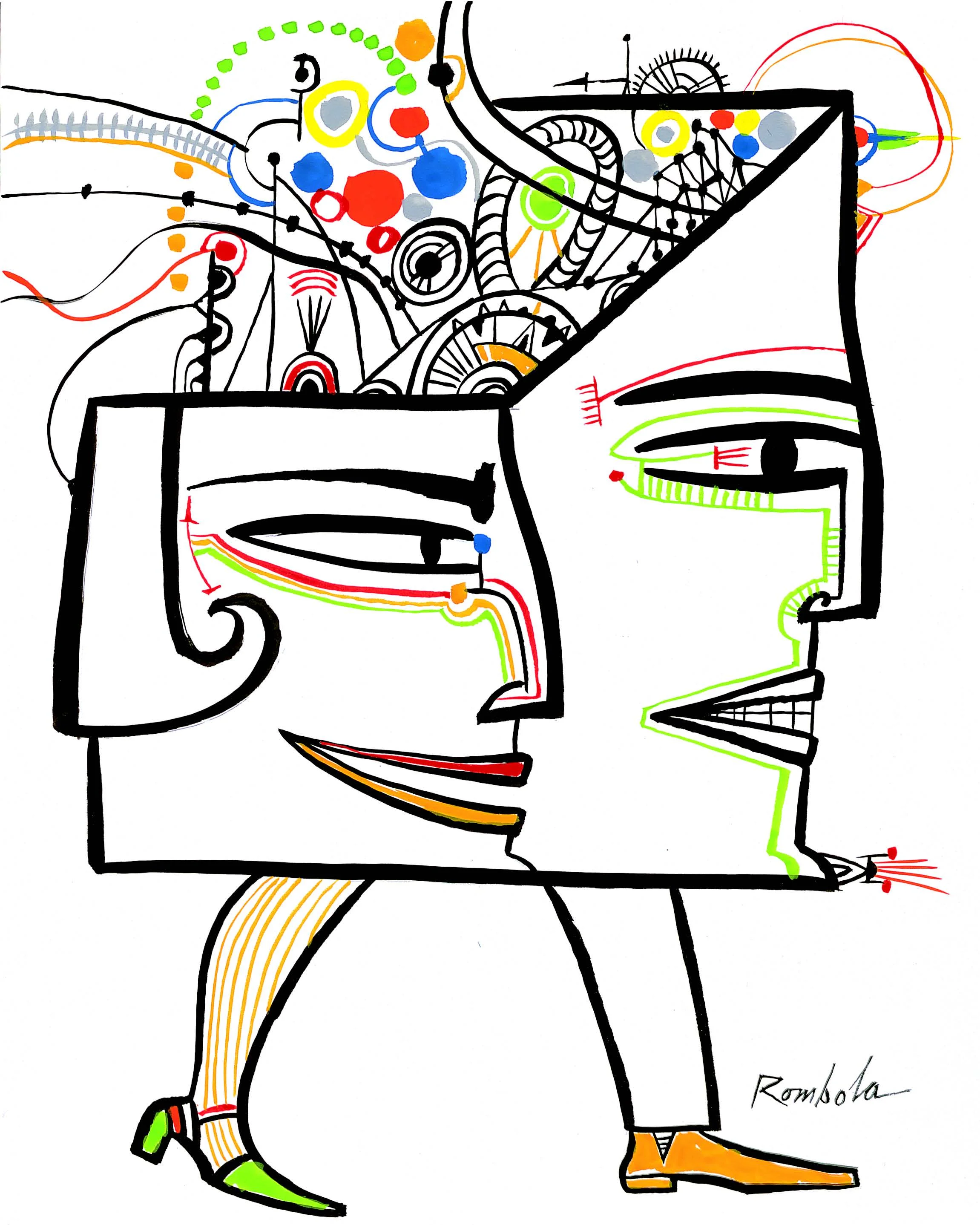 Computered Head Gouache and ink on paper 1966