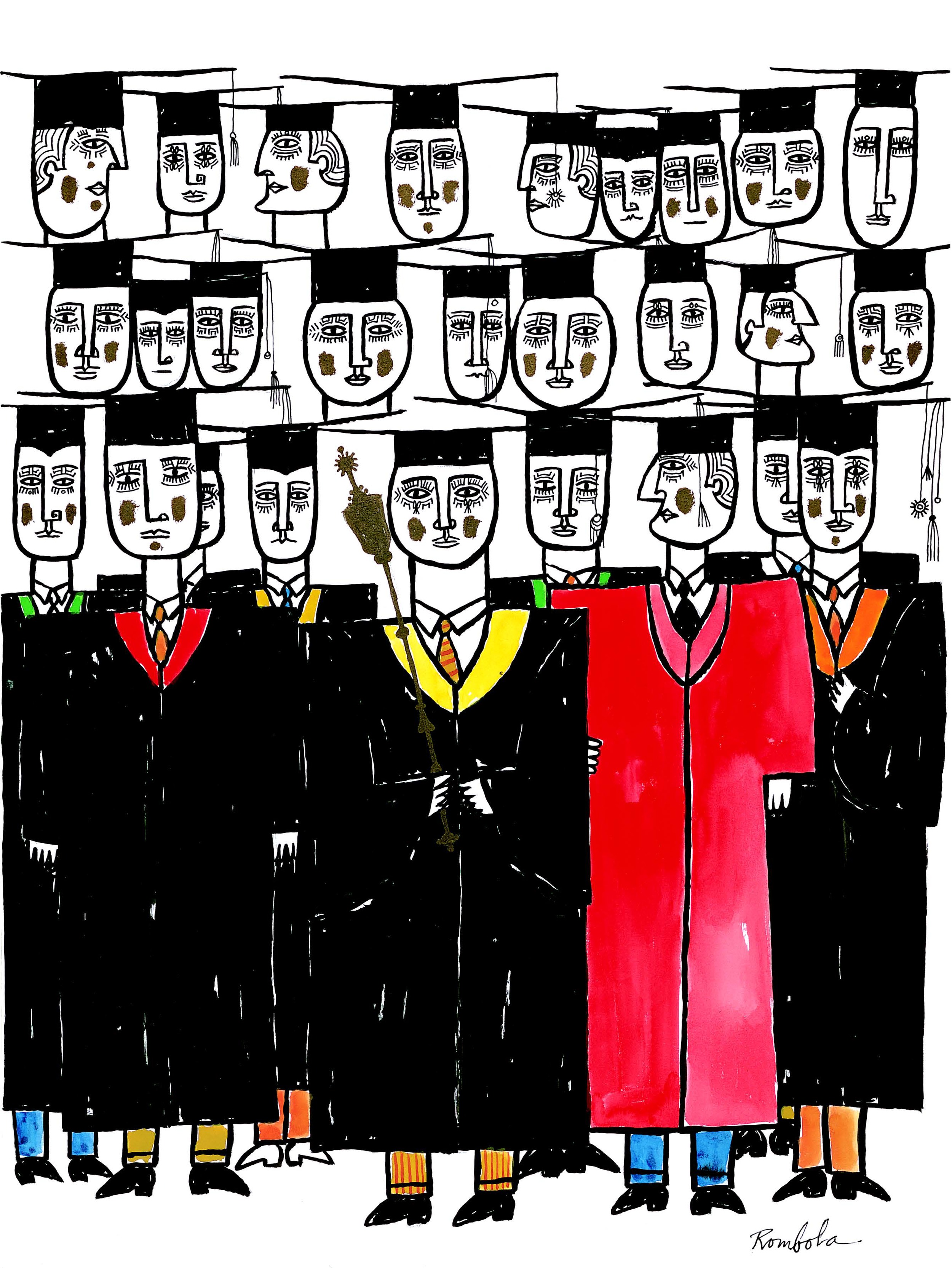   The Graduates    Gouache and ink on paper 1957   