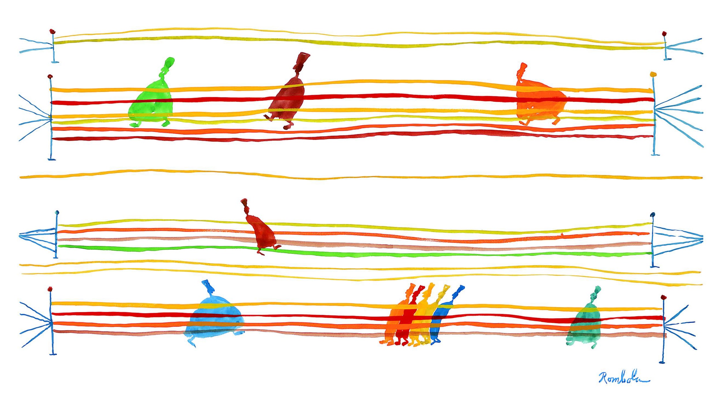 Runners Gouache and ink on paper 1964