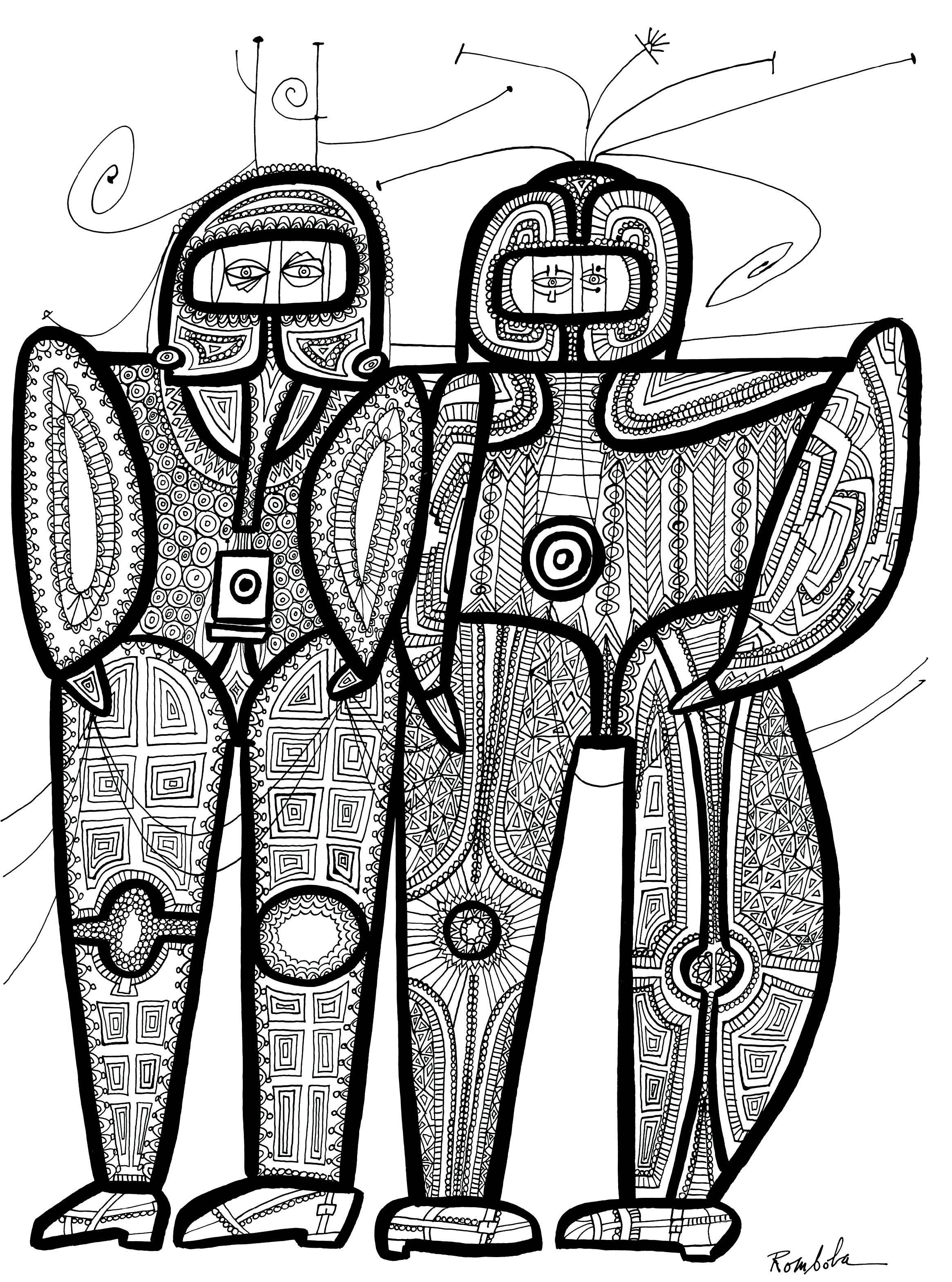   Two Astronauts    Ink on paper 1967  