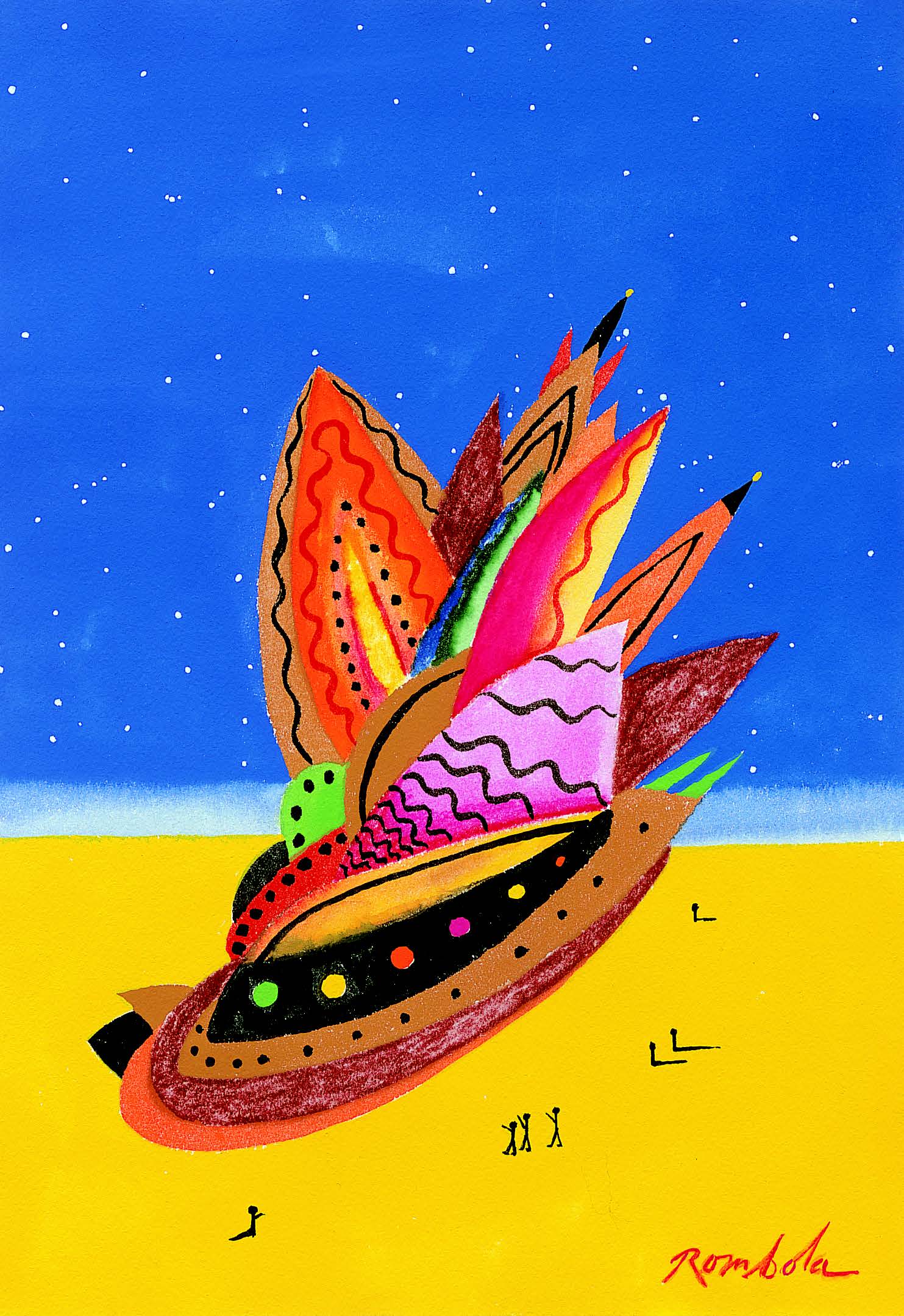   Spaceship    Gouache on watercolor paper 1967   