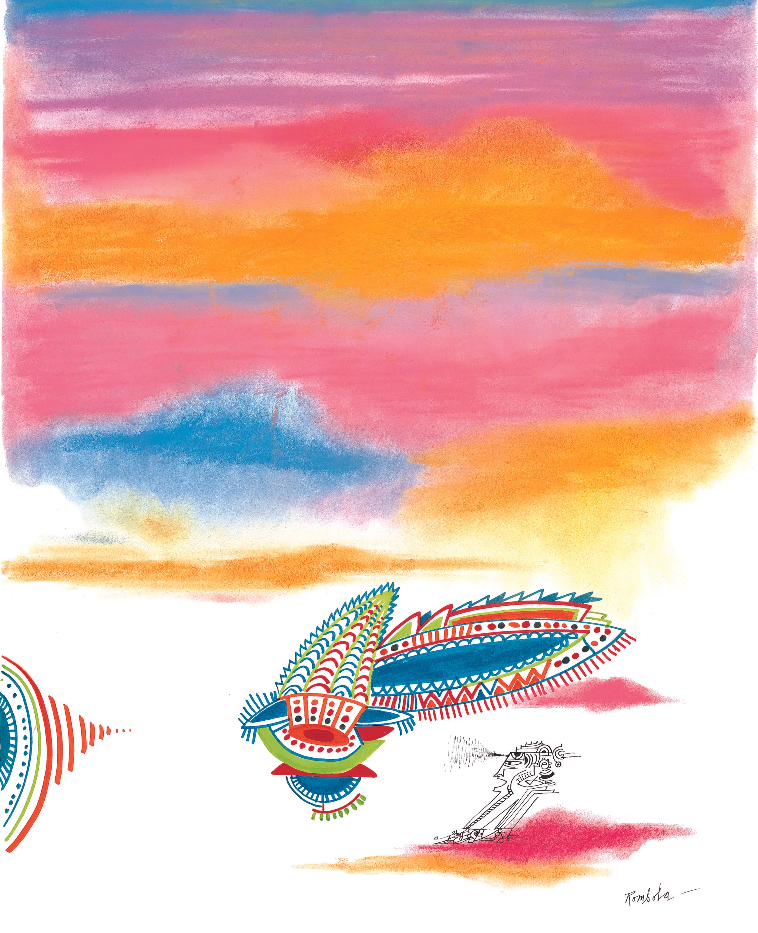 Spaceship in Color Pastel, markers, and ink on paper 1972