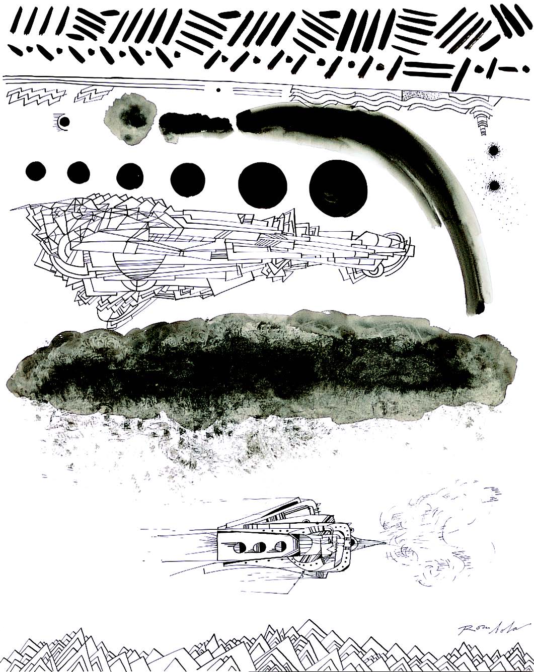   Exploring Spaceship    Ink on paper 1967   