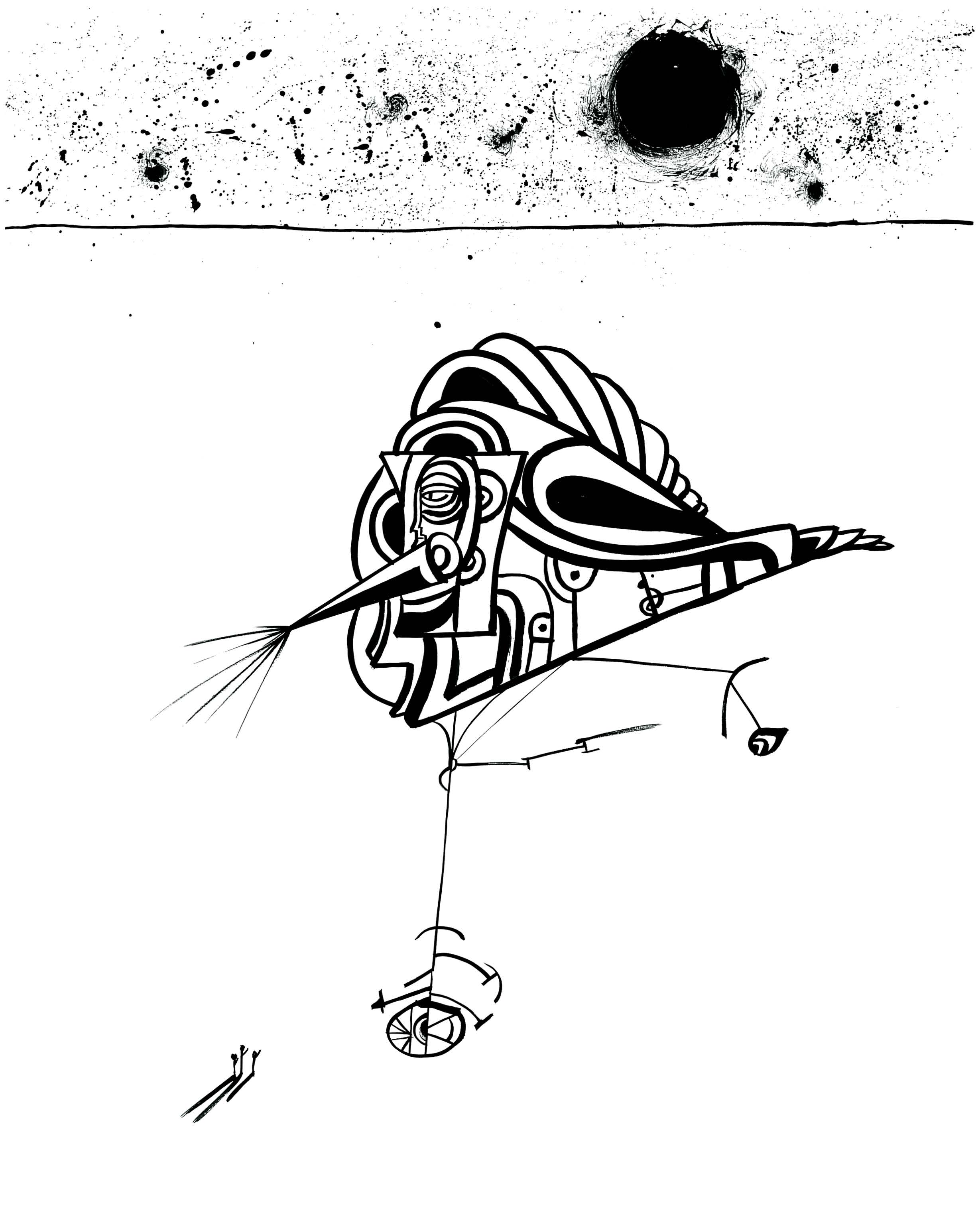   Warplane Landed    Ink on paper 1972   