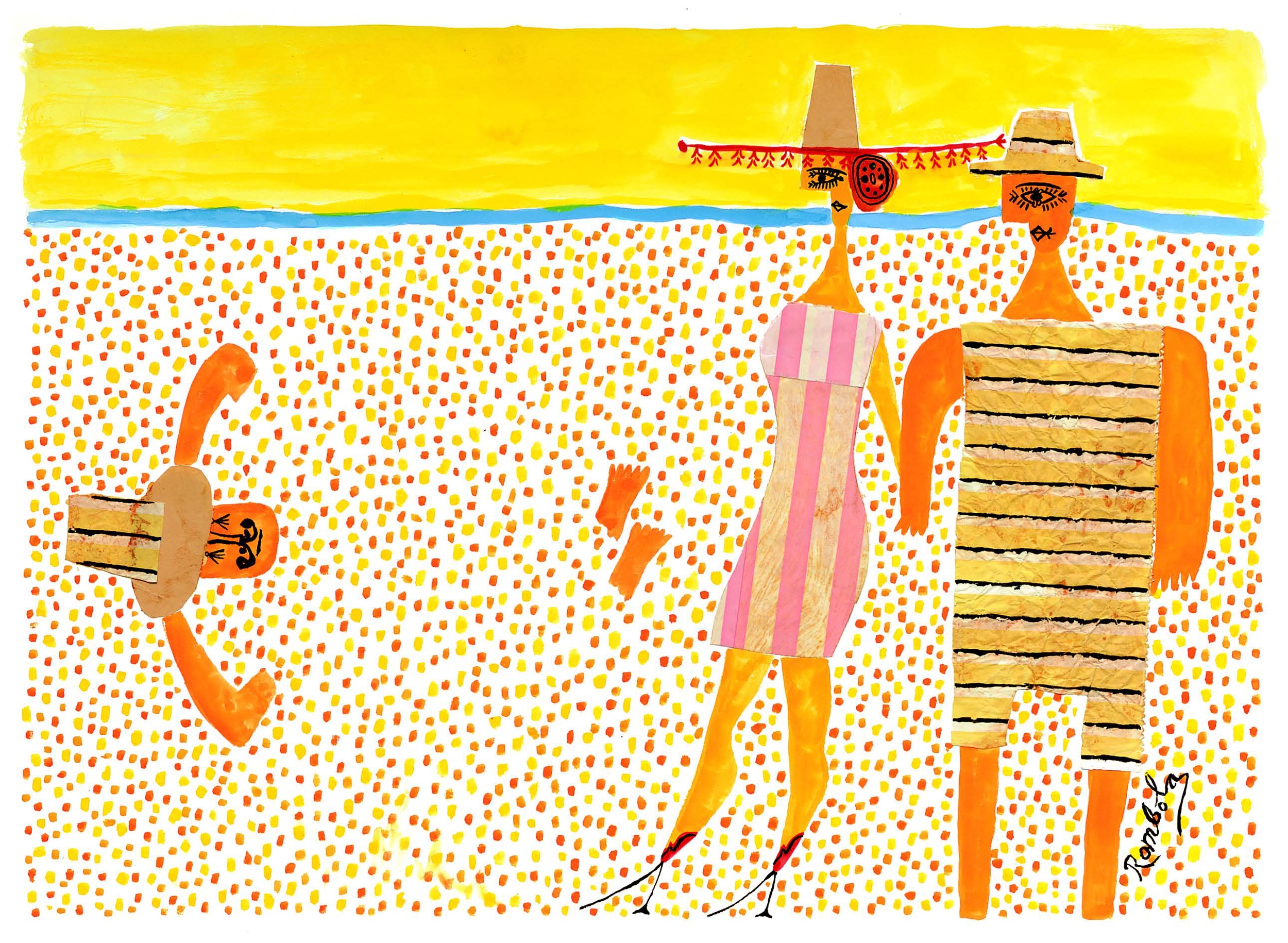   Beach Lovers    Gouache and collage on paper 1960   