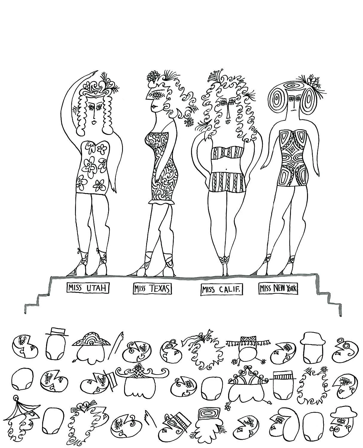 Bathing Beauties 1960 Ink on paper. Published in Status, 1968