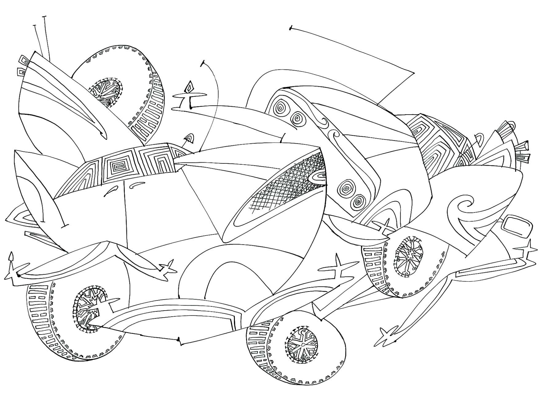   Crashing Cars    Ink on paper 1966   