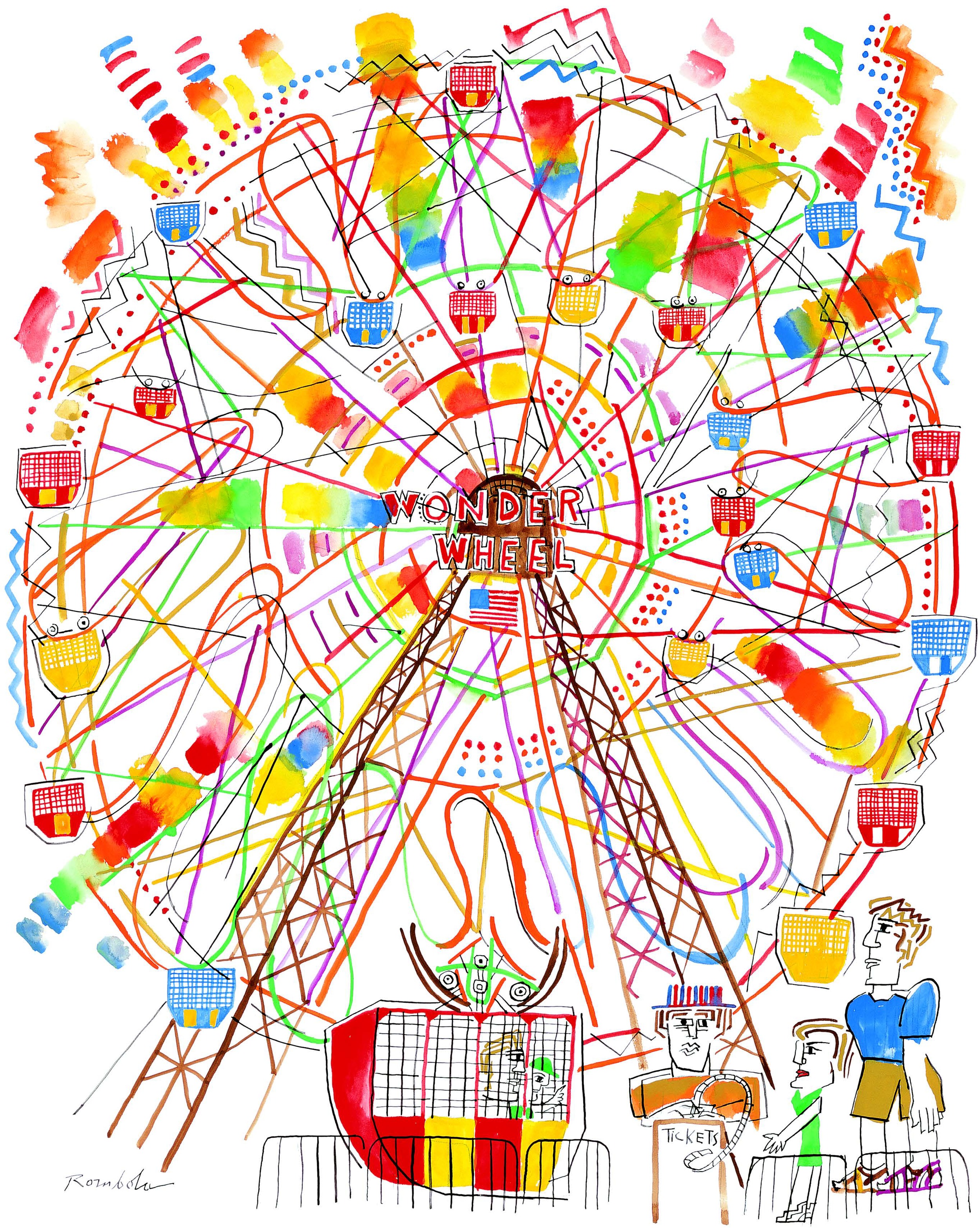   Wonder Wheel    Gouache and ink on paper 2005   