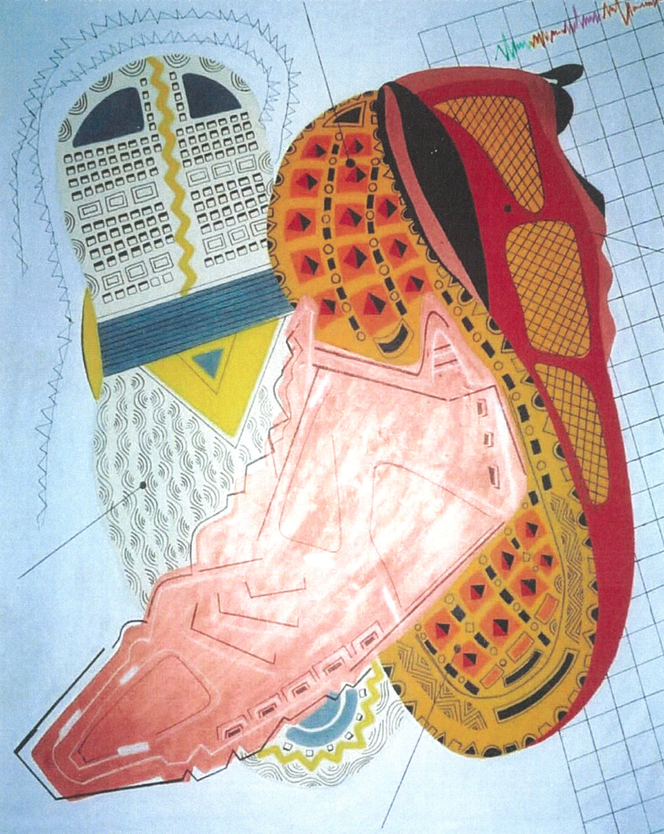   Three Athletic Shoes   Acrylic on canvas 72 X 60  
