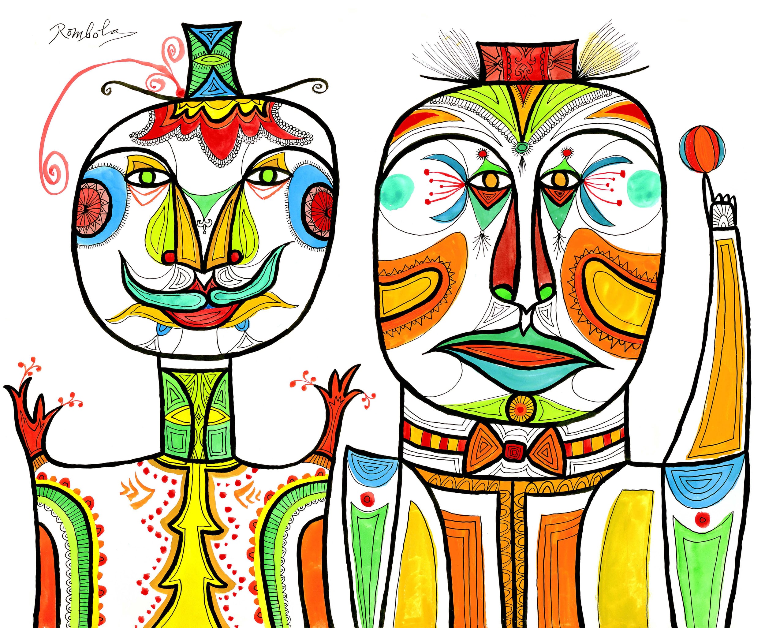   Two Clowns    Gouache and ink on paper 1956  
