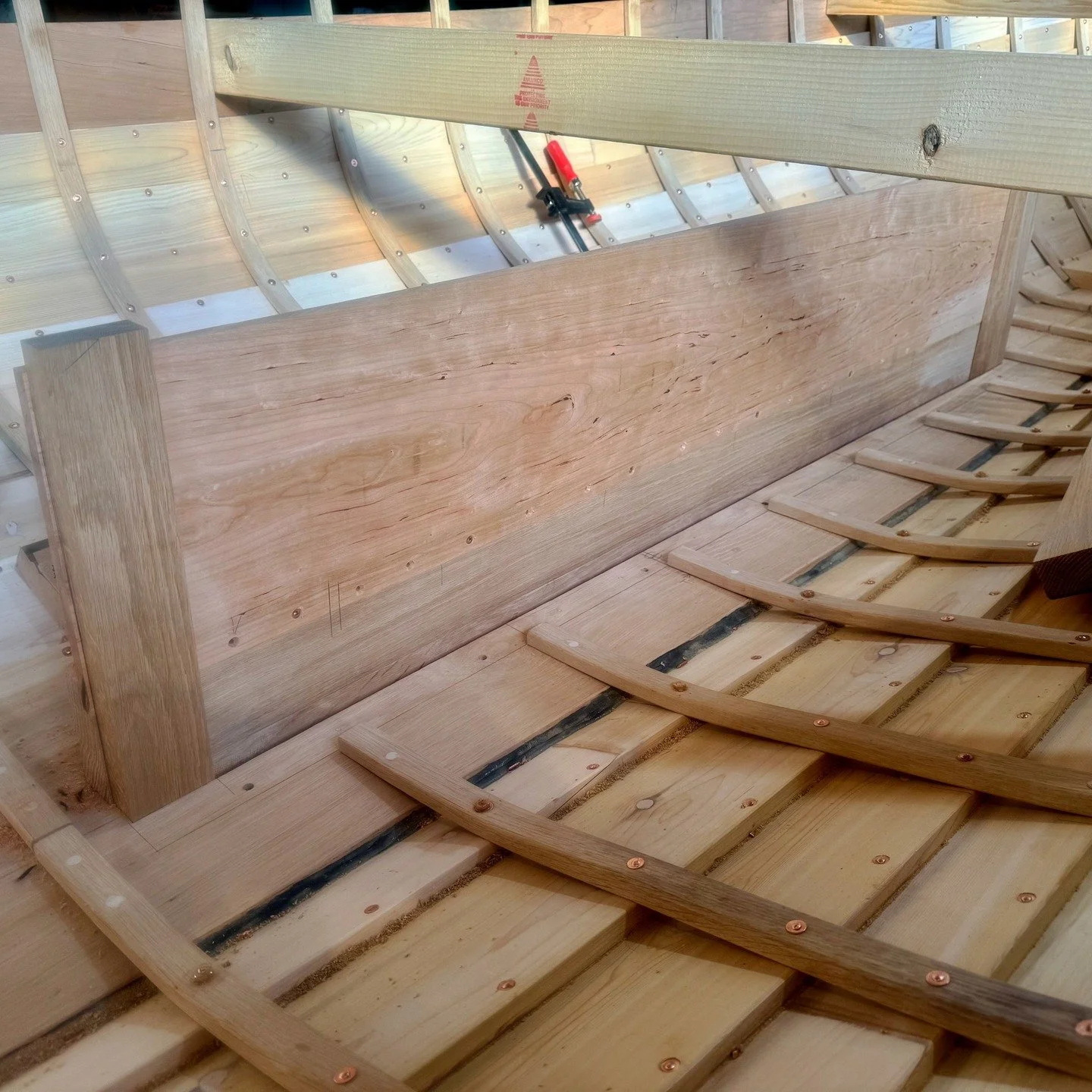 In this series of photos I am starting to build the centerboard case. The bedlogs and posts are white oak, the sides are cherry, fastenings are all bronze including the 5/16&quot; carriage bolts. #centerboardcase,#whiteoak,#cherry,#bedlogs,#bronze,#N