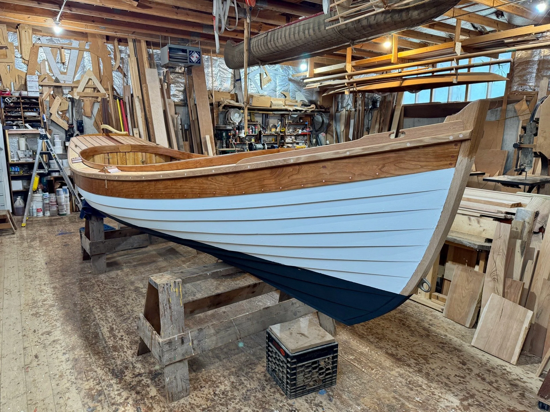 The Trap Skiff is done for now! I will still post construction photos, but the boat itself is finished. I will build the spars and oars over the winter, and we will rig and launch in late spring when the weather warms up...#nft,#newfoundlandtrapskiff