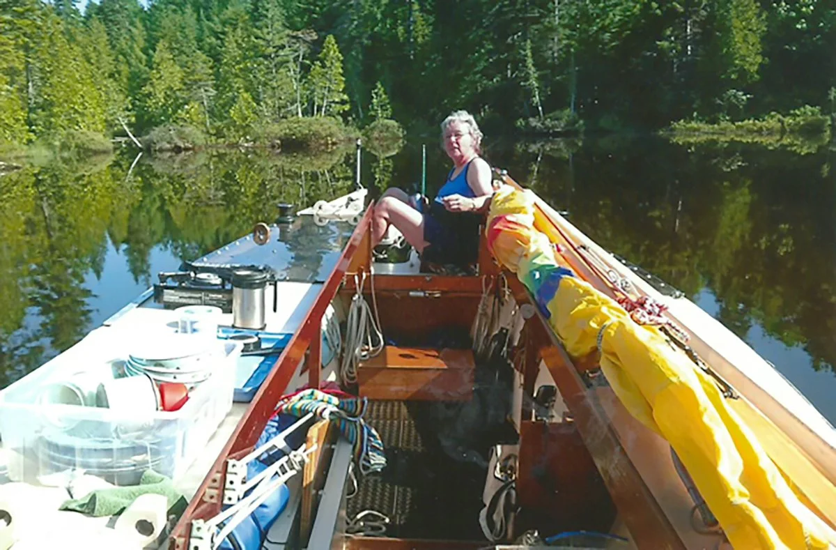 Sue relaxing, showing the interior